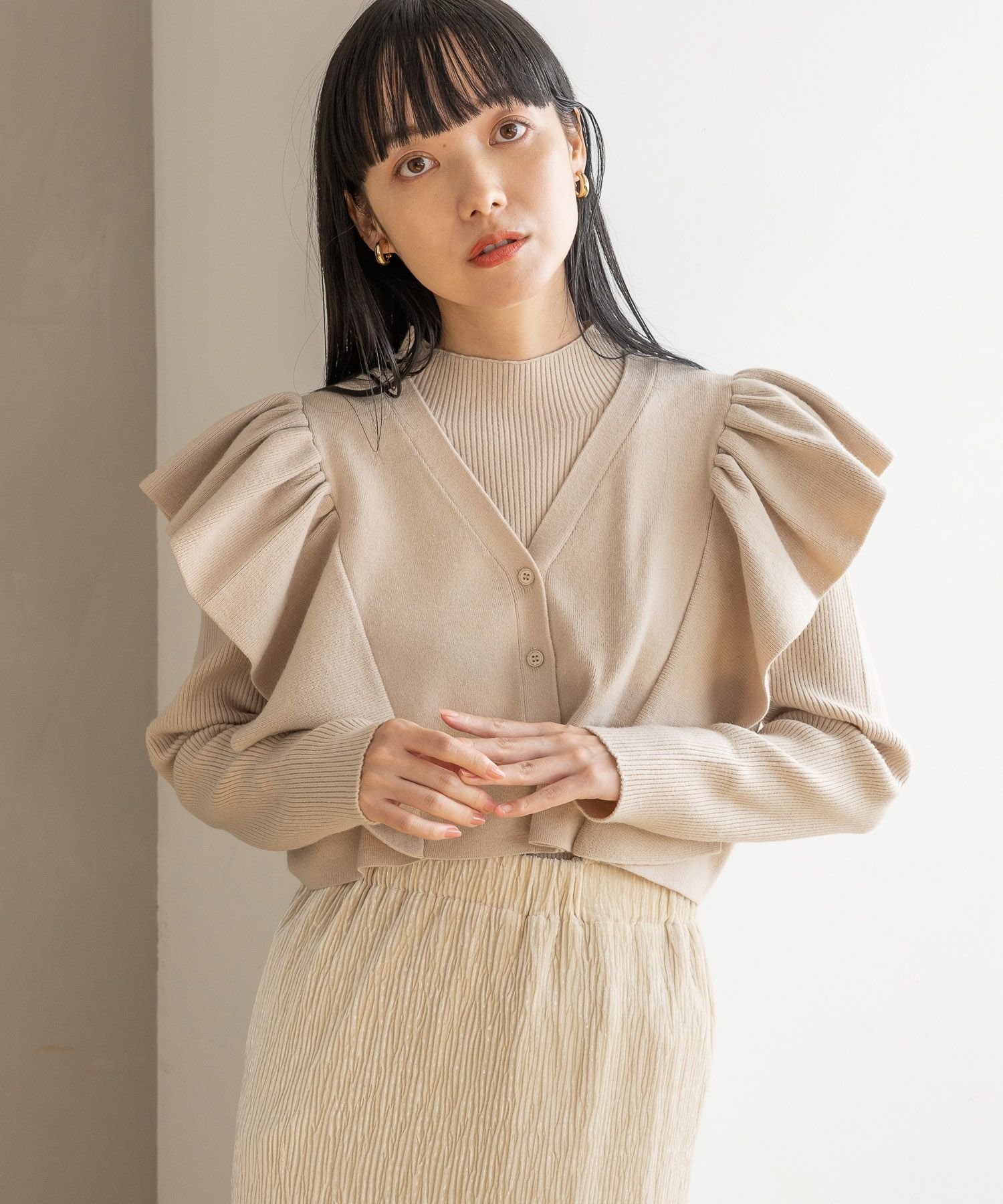 LOWRYS FARM マルチWAYフリル2PLS ローリーズファーム トップス ニット ベージュ ブラック ブラウン ブルー パープル【送料無料】のサムネイル