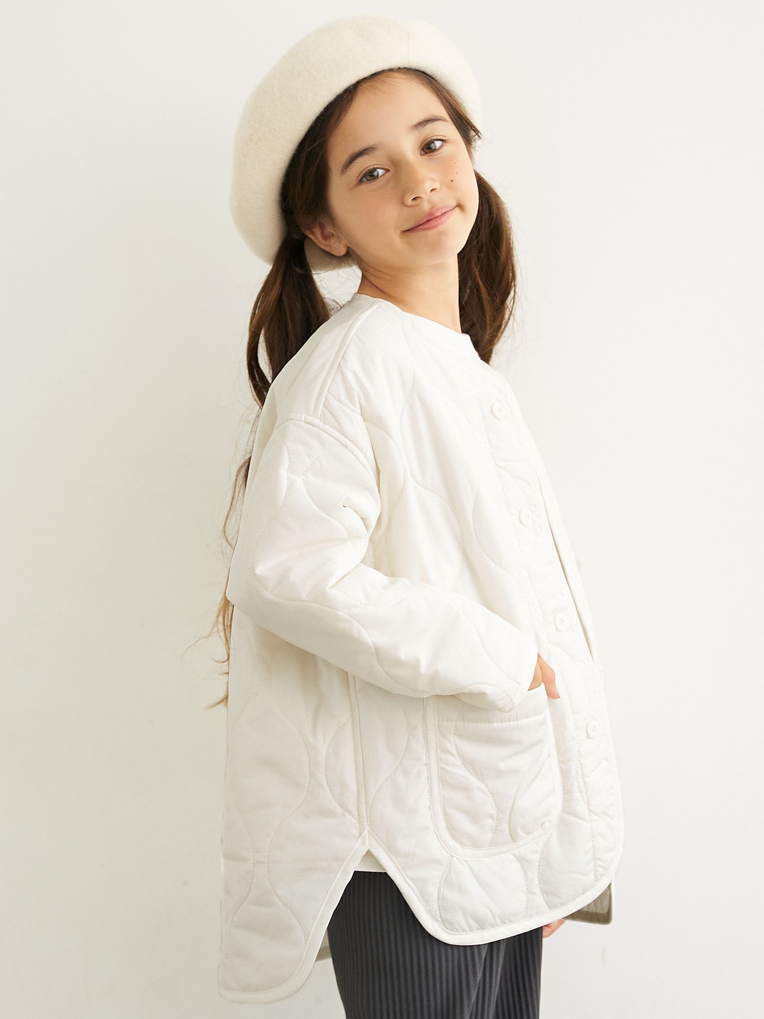 coca 【Kids】【ユニセックス】親子お揃いユニセックスキルトライナーアウター コカ ジャケット・アウター ブルゾン・ジャンパー ホワイト ブラックのサムネイル