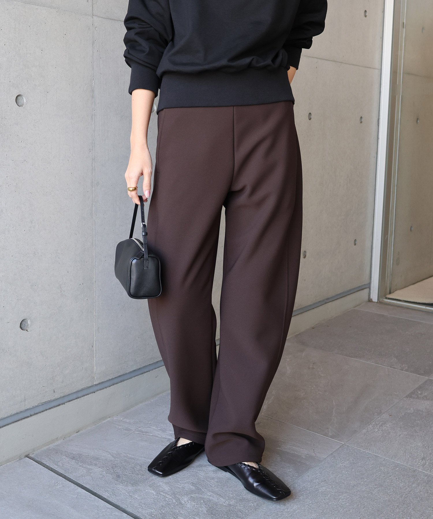 evernavy 裏起毛 ポンチ カーブ パンツ evernavy エバーネイビー アンドミー パンツ その他のパンツ ブラウン ネイビー ブラック【送料無料】
