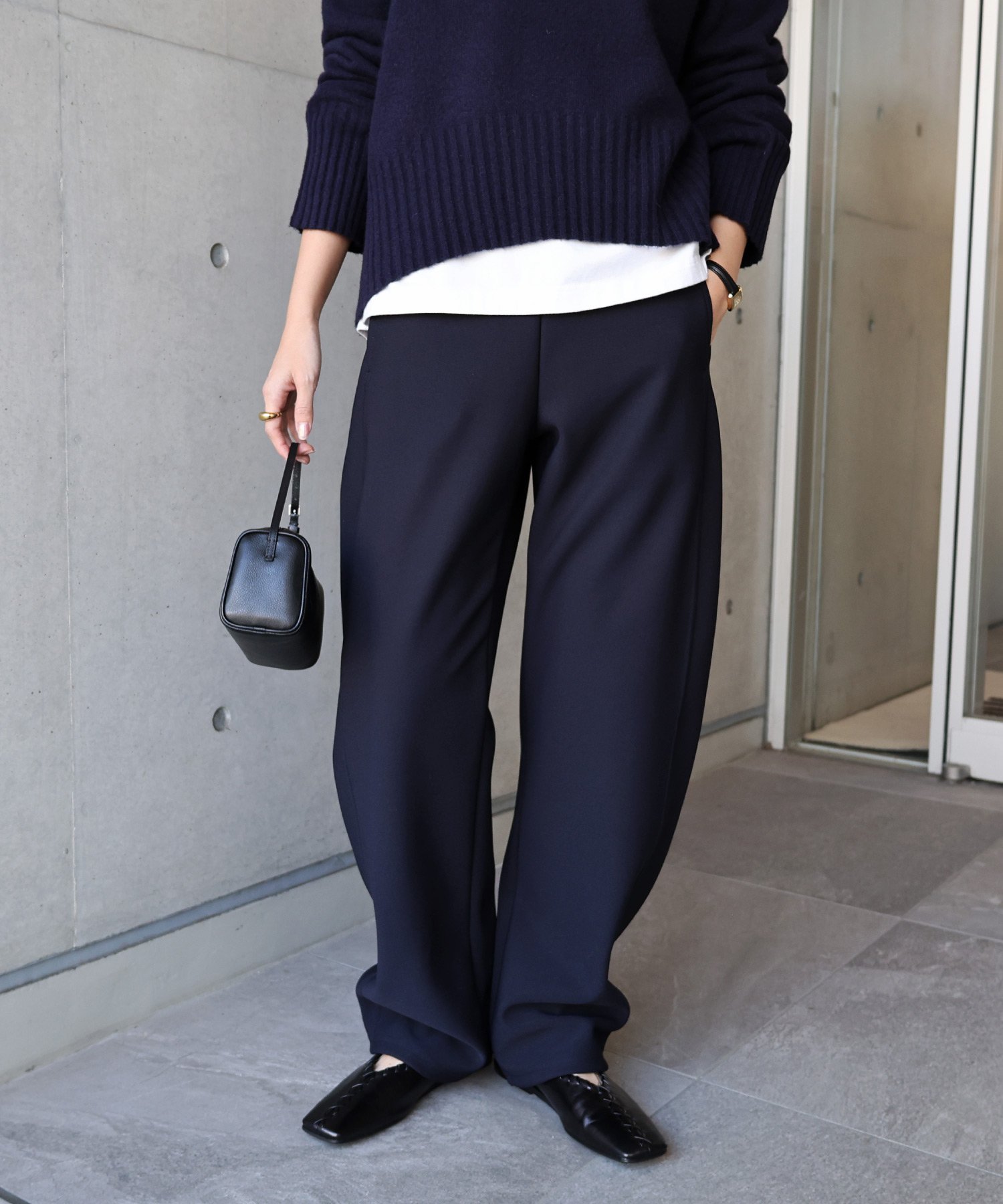 evernavy 裏起毛 ポンチ カーブ パンツ evernavy エバーネイビー アンドミー パンツ その他のパンツ ブラウン ネイビー ブラック【送料無料】