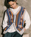 【SALE/50%OFF】FREAK'S STORE リラックスフィット クージーニットベスト 25SS フリークスストア トップス ベスト・ジレ イエロー グ...