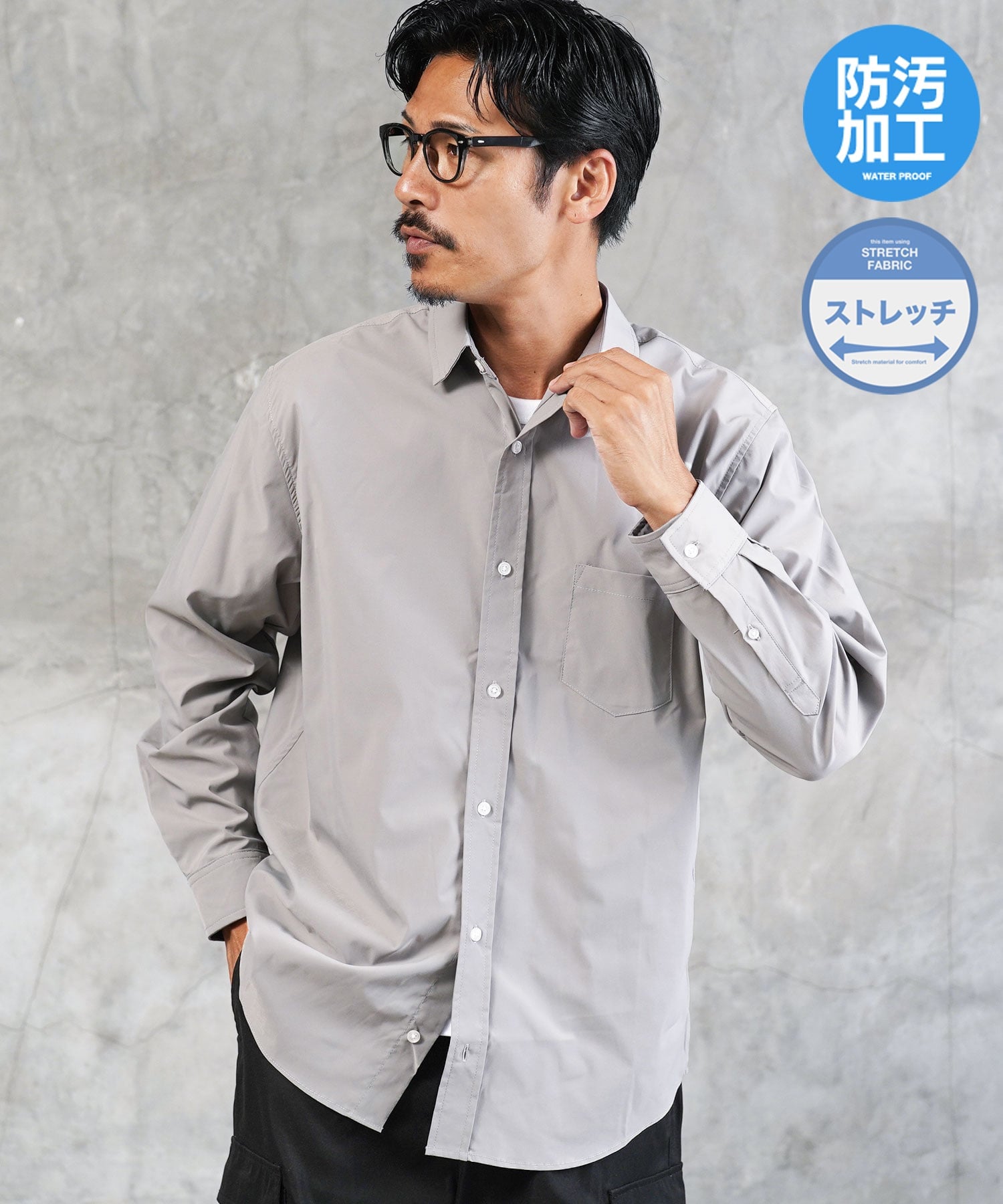 JIGGYS SHOP SELECT イージーケアストレッチレギュラーカラーブロードシャツ 26SS ジギーズショップ トップス シャツ・ブラウス ホワイト ブルー ブラック グレー