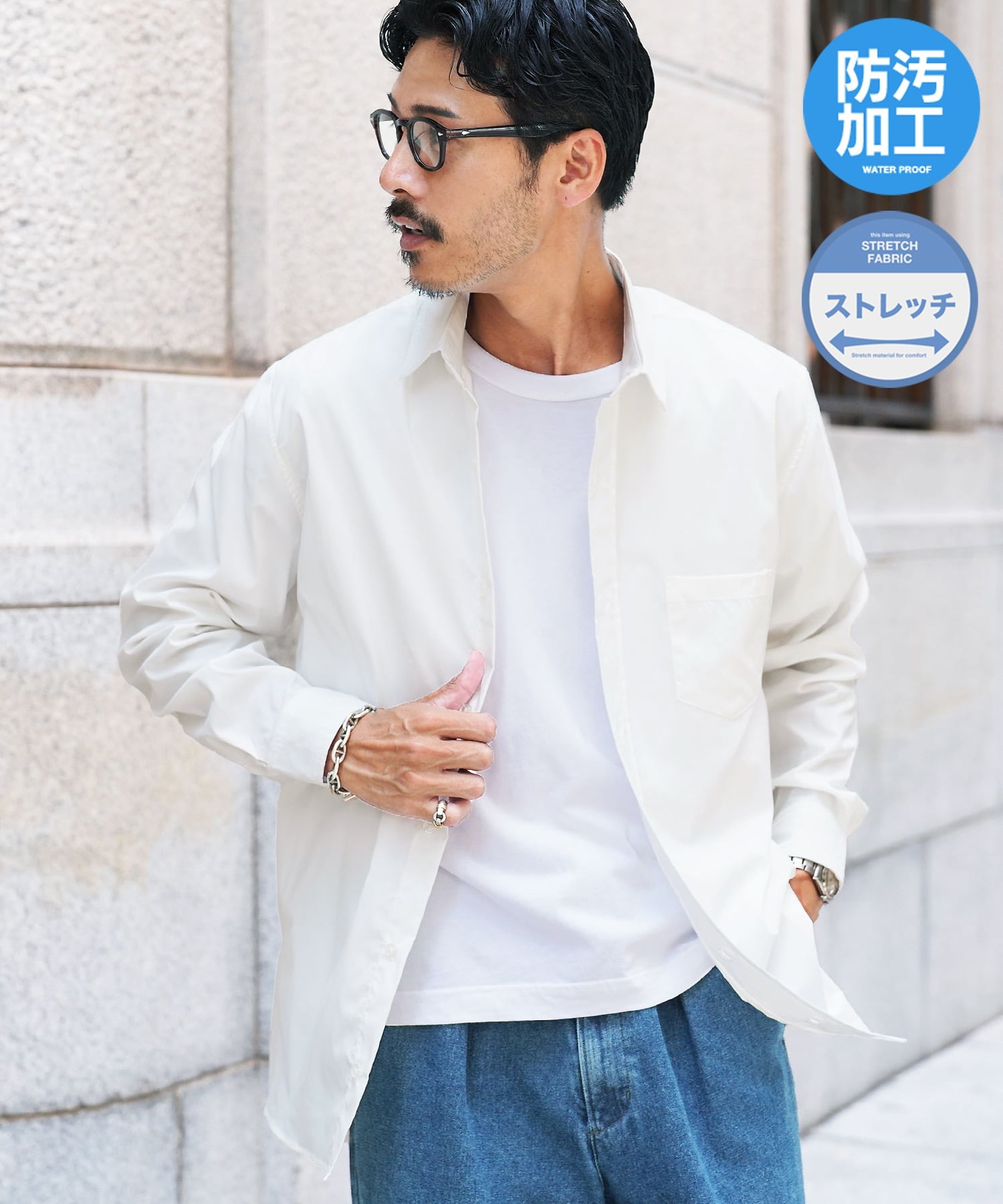 JIGGYS SHOP SELECT イージーケアストレッチレギュラーカラーブロードシャツ 26SS ジギーズショップ トップス シャツ・ブラウス ホワイト ブルー ブラック グレー