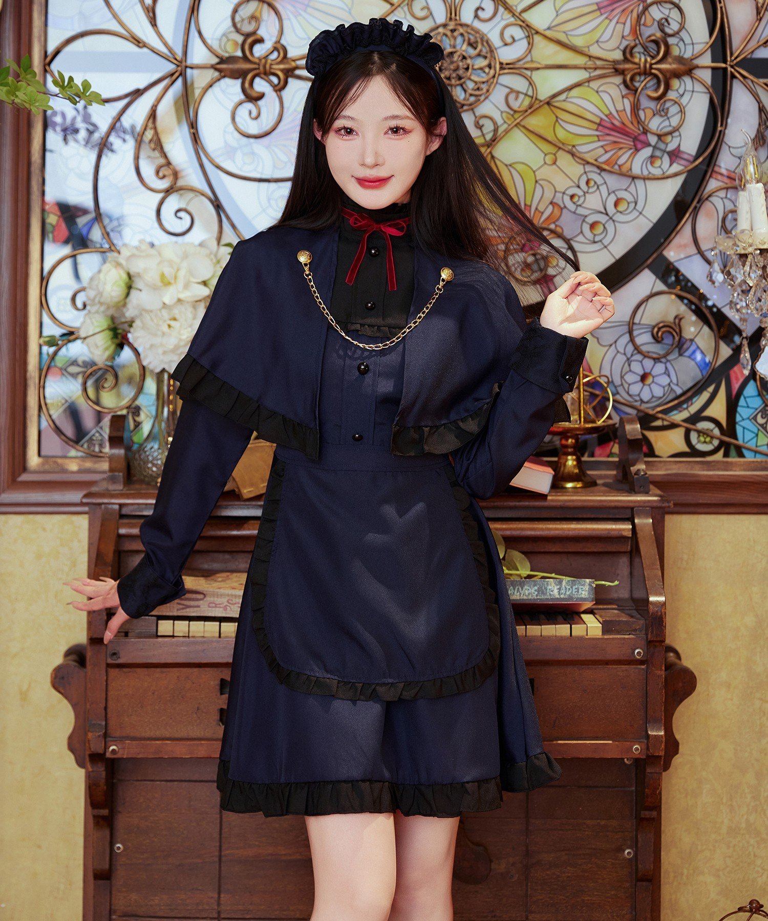 Brightlele 「 洋館メイドミニ 」 ハロウィン コスプレ 衣装 メイド メイド服 洋館メイド 仮装 ブライトララ ファッション雑貨 その他のファッション雑貨 ネイビー グリーン レッド【送料無料】