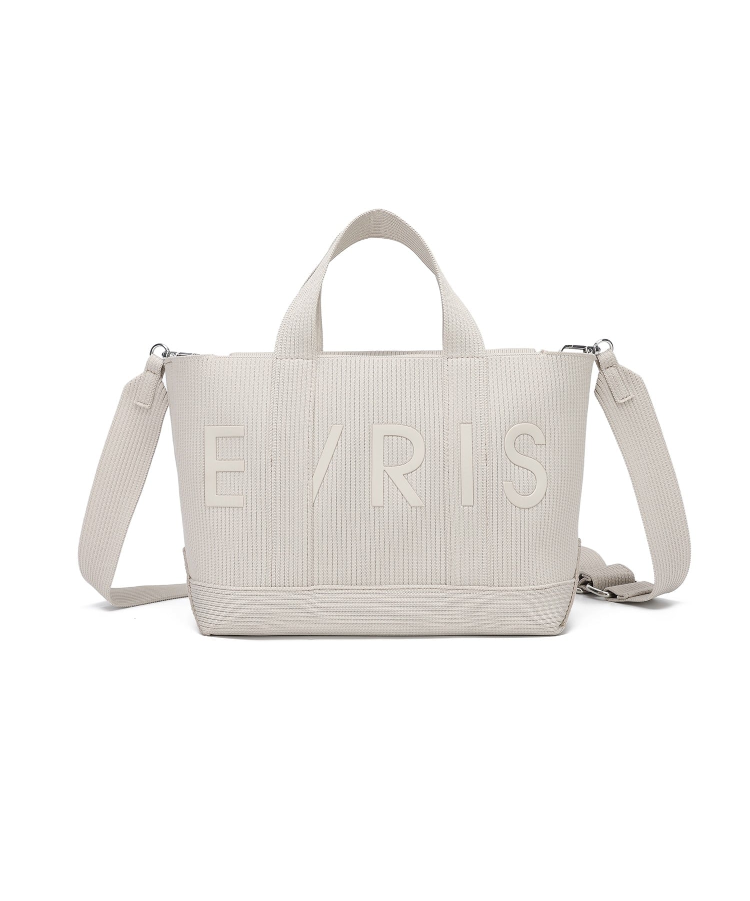 【SALE／10%OFF】EVRIS ロゴリブニット ミニトートバッグ スタイルコード バッグ トートバッグ ベージュ ブラック【送料無料】