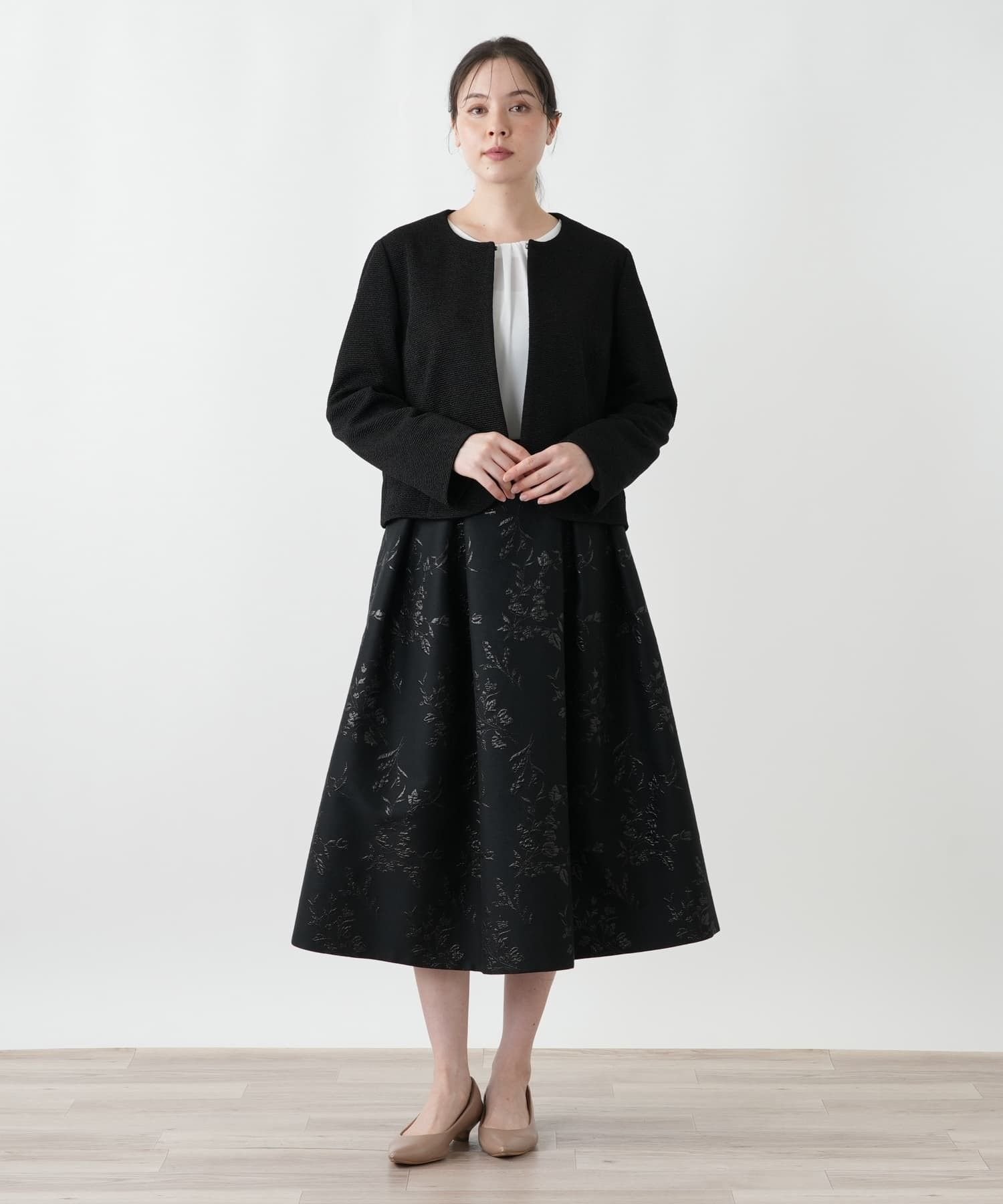 Leilian PLUS HOUSE ジャケット【セレモニー】 レリアン プラスハウス ジャケット・アウター テーラードジャケット・ブレザー ベージュ ブラック