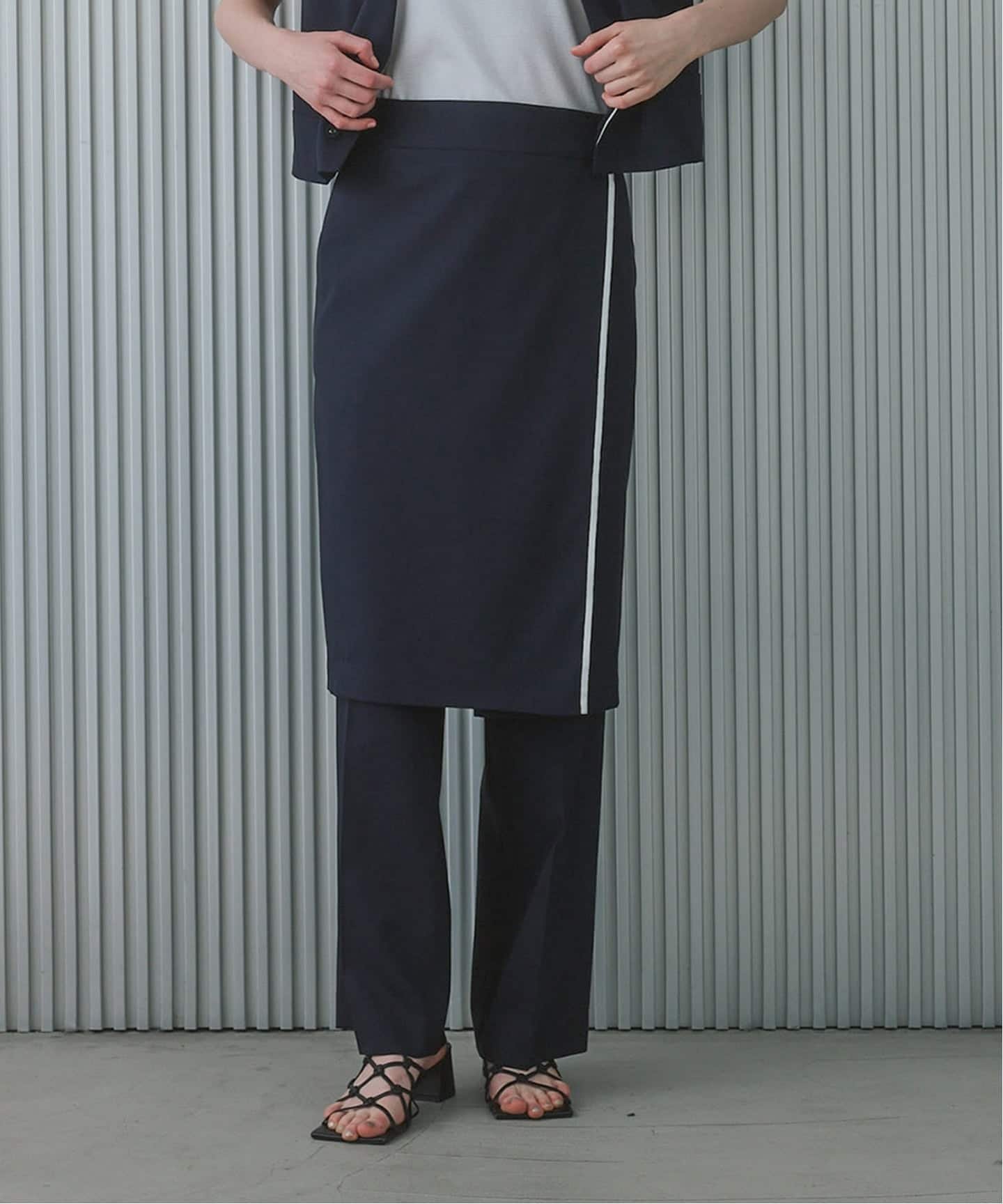 CALMER Wrap-around Skirt / ラップスカート スピックアンドスパン スカート その他のスカート ネイビー【送料無料】