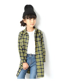 devirock ネルシャツワンピース トップス 長袖 長そでデビロック 子供服 キッズ デビロック トップス その他のトップス イエロー グリーン グレー ネイビー ブラウン ブラック レッド