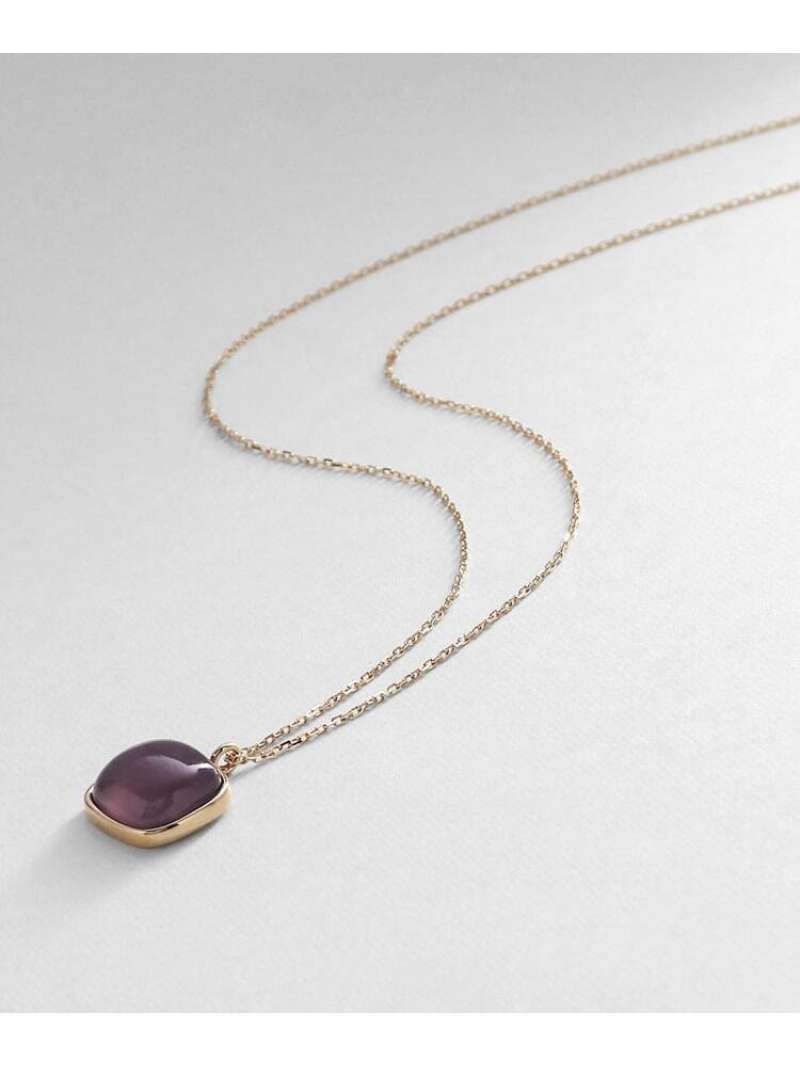 COCOSHNIK K10パープルカルセドニー クッションカボション ネックレス ココシュニック アクセサリー・腕時計 ネックレス イエロー【送料無料】