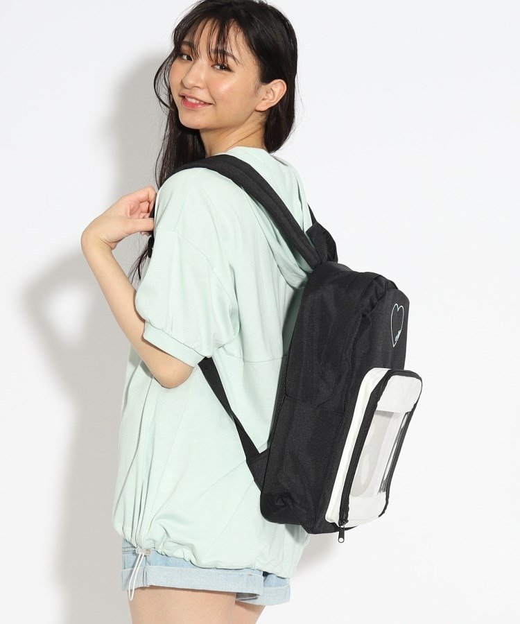 【SALE／10 OFF】PINK-latte 【容量約23l】推し活にも♪ビニールポケットリュック ピンク ラテ バッグ リュック バックパック ホワイト ブラック【送料無料】