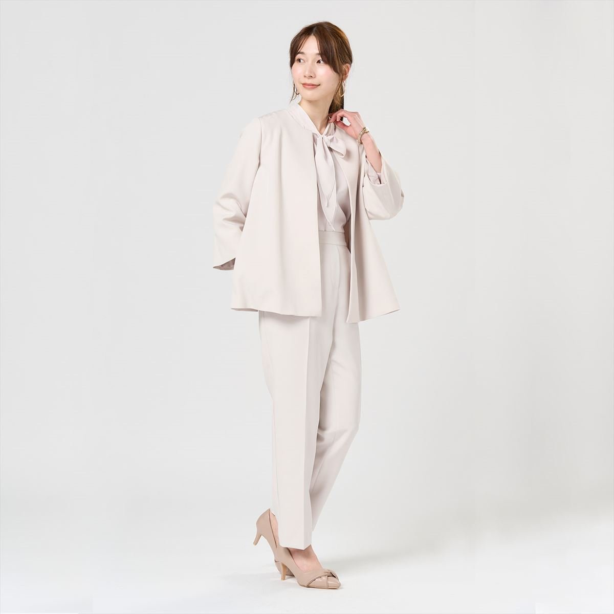 パンツ ダブルクロス素材 セットアップ可能 レディース BL10J100DE90X00-30 トーキョーシャツ パンツ スラックス・ドレスパンツ グレー