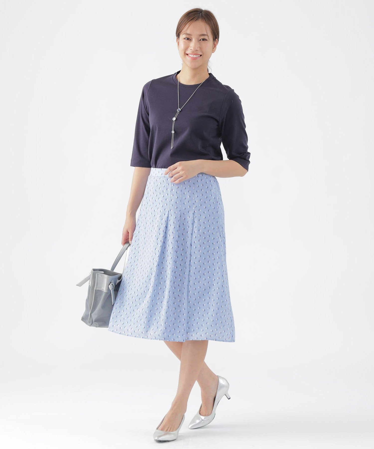 【SALE／50%OFF】TRANS WORK 【L】【ウォッシャブル】【セットアップ対応】スピリットジオメプリントスカート サンヨー エルサイズ スカート その他のスカート ネイビー ブルー【送料無料】