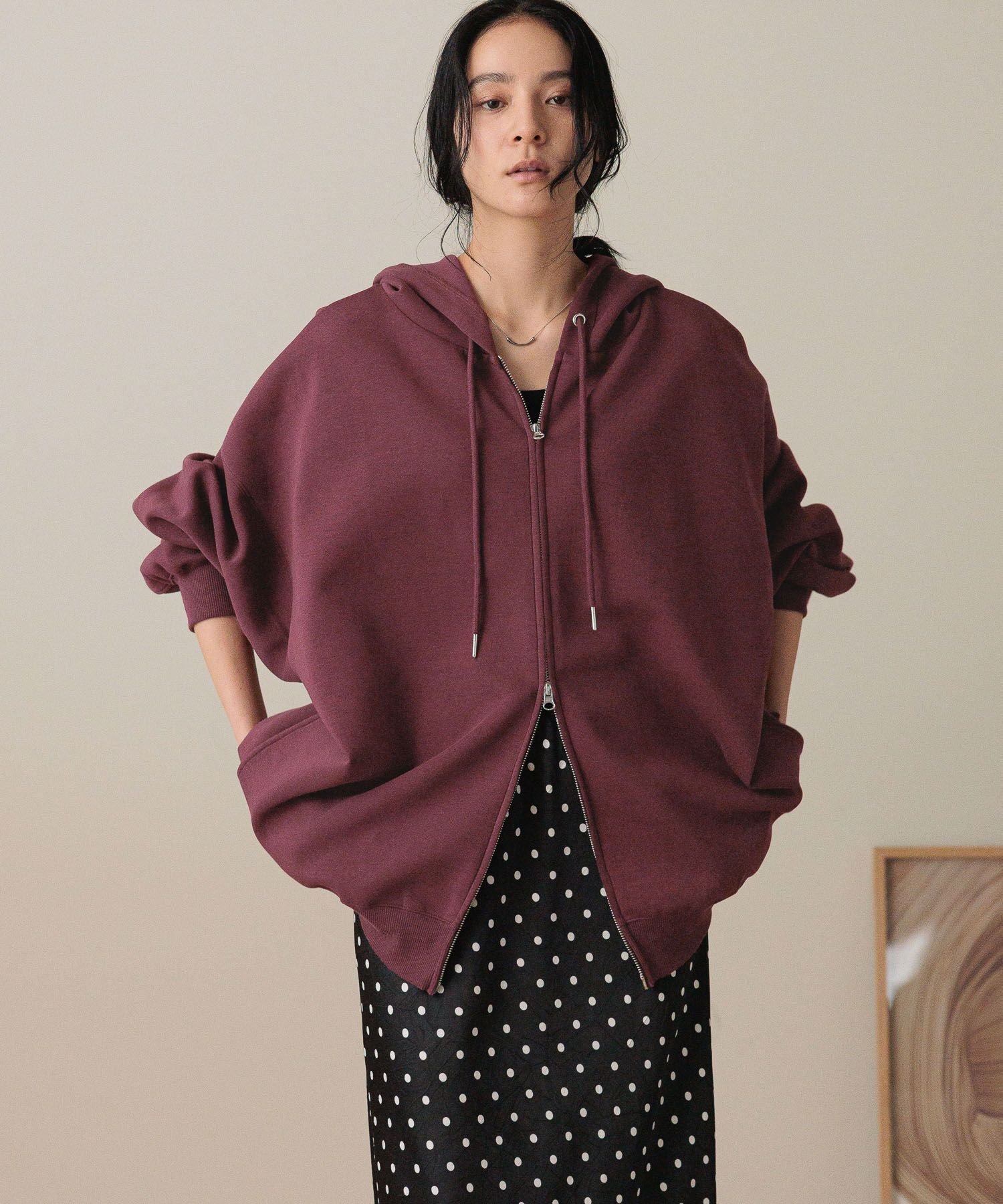 LOWRYS FARM BIGZIPフーディ ローリーズファーム トップス スウェット・トレーナー イエロー ブラック グレー【送料無料】