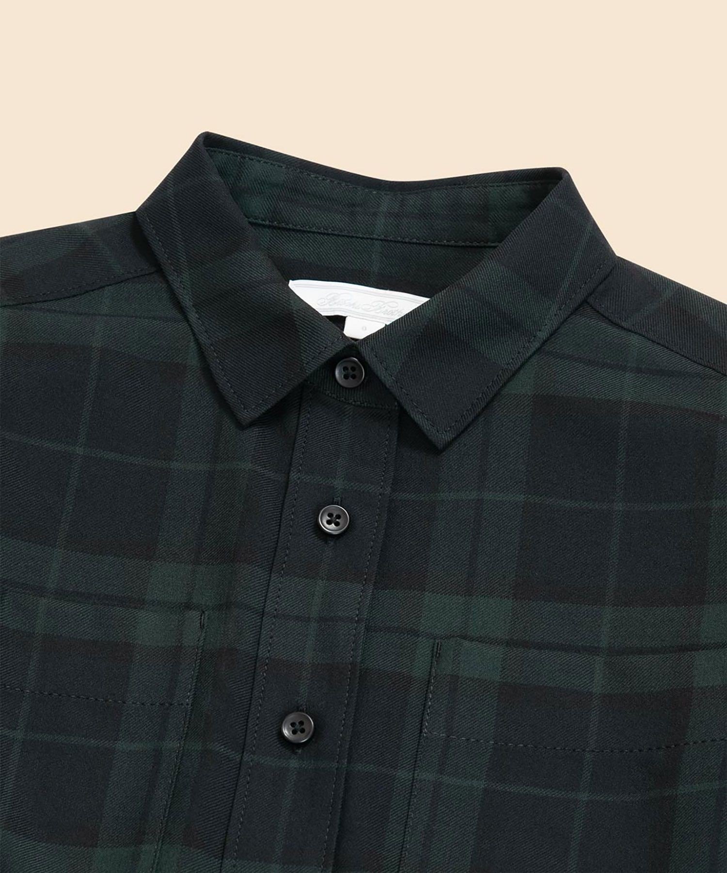 ウール/ポリエステル ブラックウォッチ クロップド シャツジャケット ブルックス ブラザーズ トップス シャツ・ブラウス ネイビー