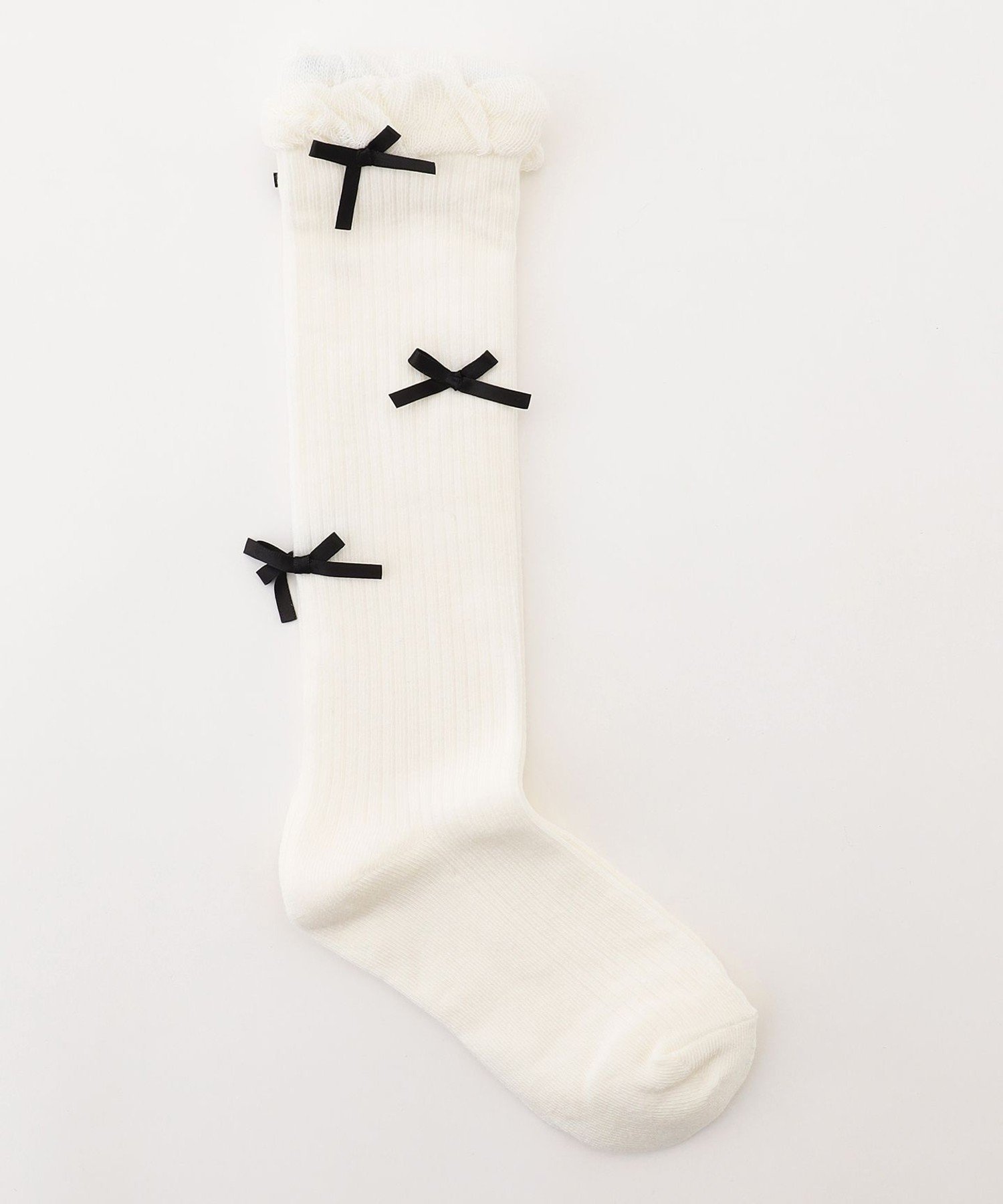 ANY KIDS リボン ハイソックス エニィ 靴下・レッグウェア 靴下 ブラック ホワイト