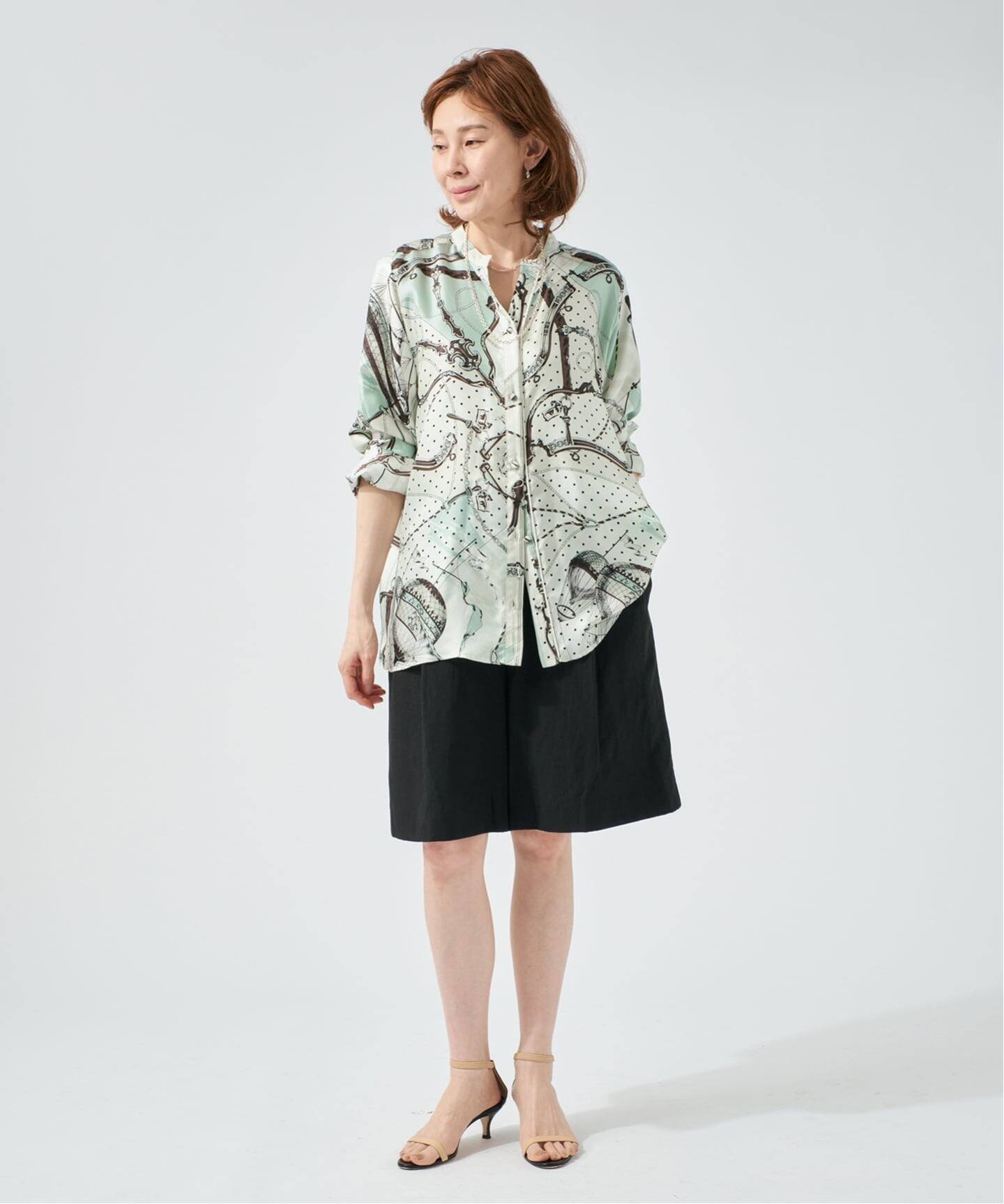 VERMEIL par iena manipuri マニプリ ロングシャツ 別注 ビットバルーン ヴェルメイユ パー イエナ トップス シャツ・ブラウス グレー