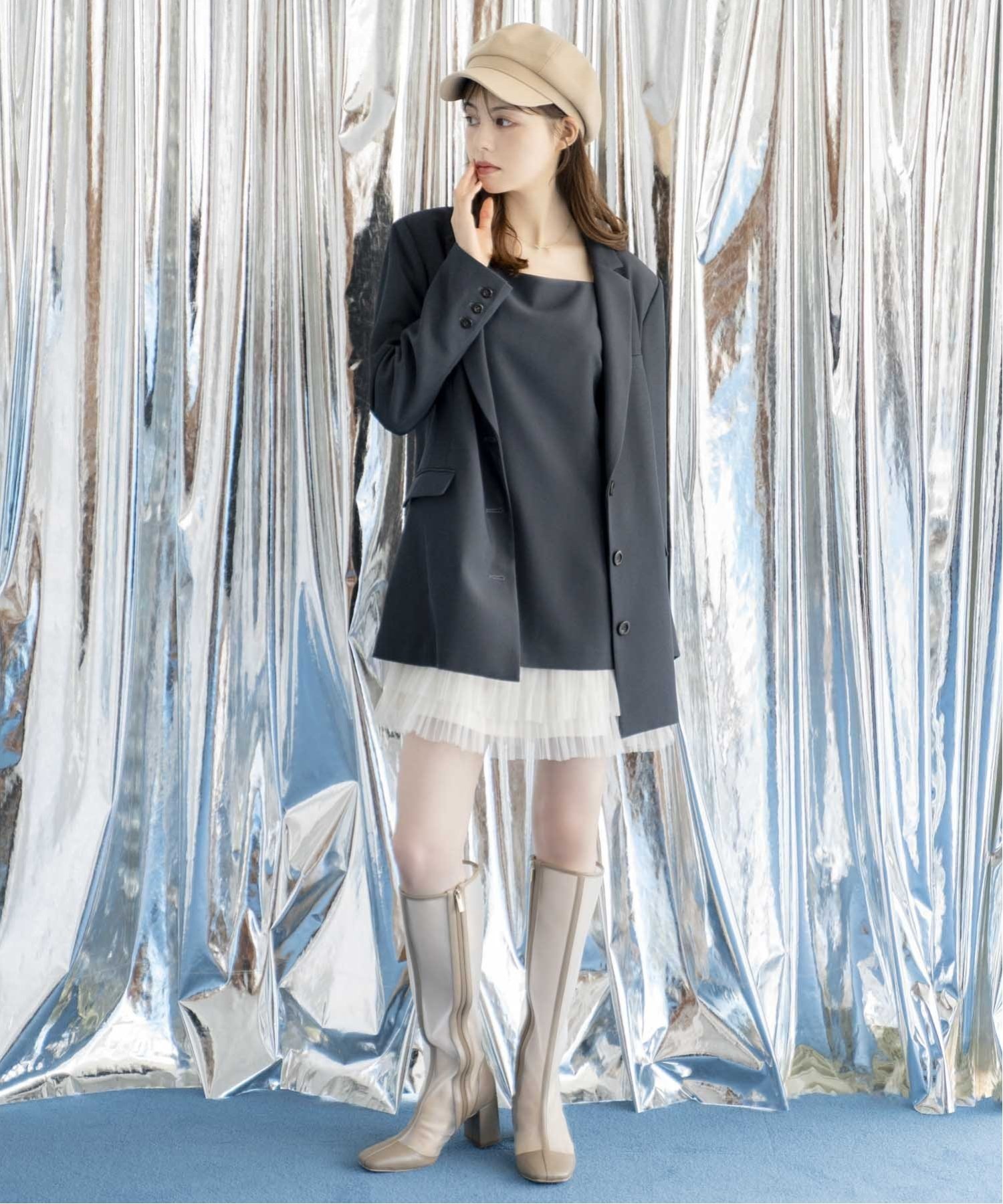 Noela チュールミニワンピース ノエラ ワンピース・ドレス ワンピース グリーン ネイビー