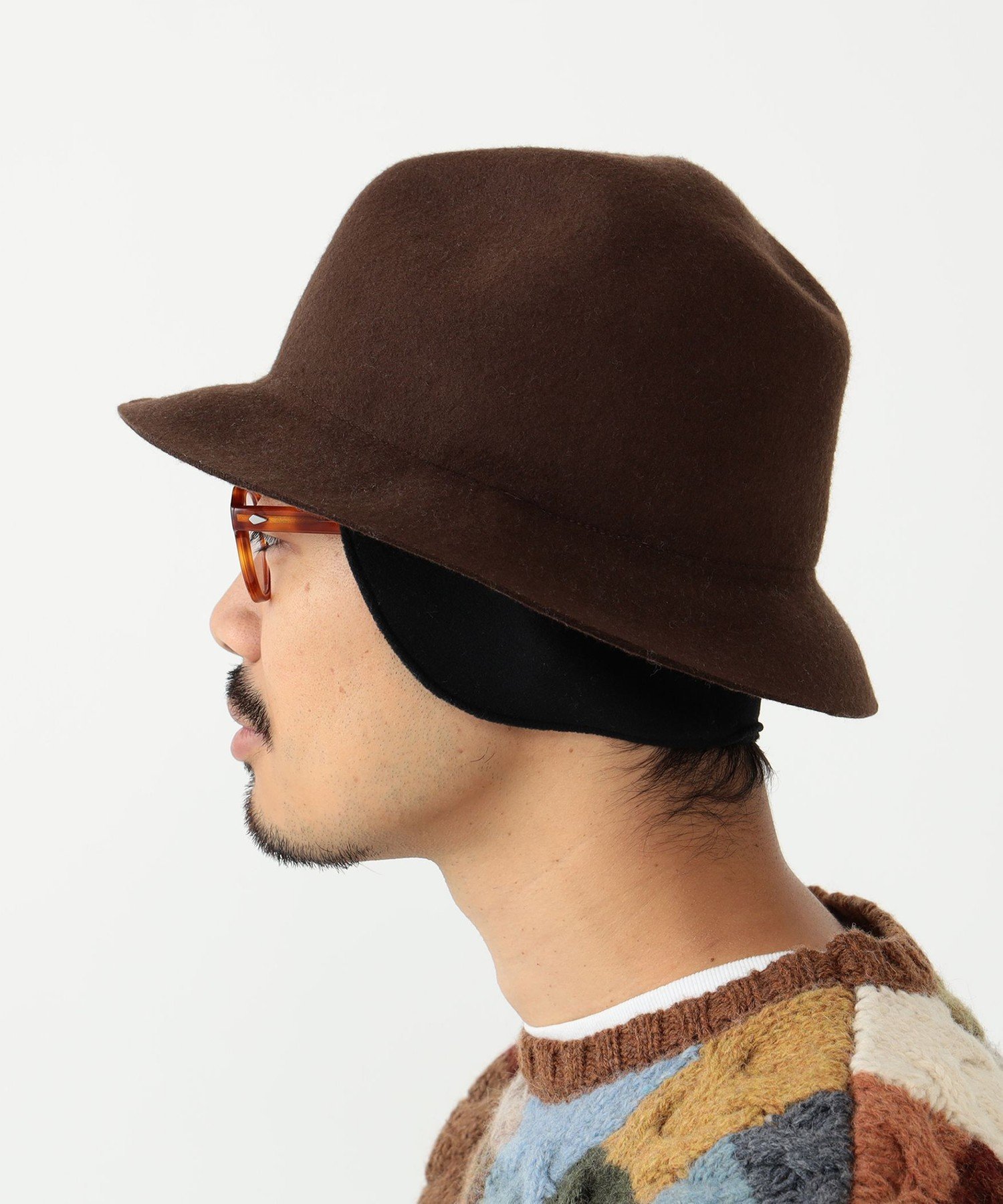 【SALE／40%OFF】BEAMS PLUS SAN FRANCISCO HAT * BEAMS PLUS / 別注 Soft Felt Fedora with Earflaps ビームス メン 帽子 ハット ブラック ブラウン【送料無料】