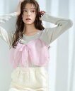 【SALE/50%OFF】mysty woman リボン2WAYキャミSET ミスティウーマン トップス アンサンブル ブラック ピンク グレー ホワイト【送料...