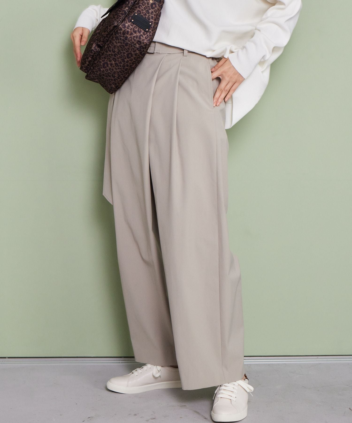 【SALE／68%OFF】BARNYARDSTORM ラップワイドパンツ＜ハンドウォッシャブル＞ バンヤードストーム パンツ その他のパンツ ベージュ ブラック【送料無料】のサムネイル