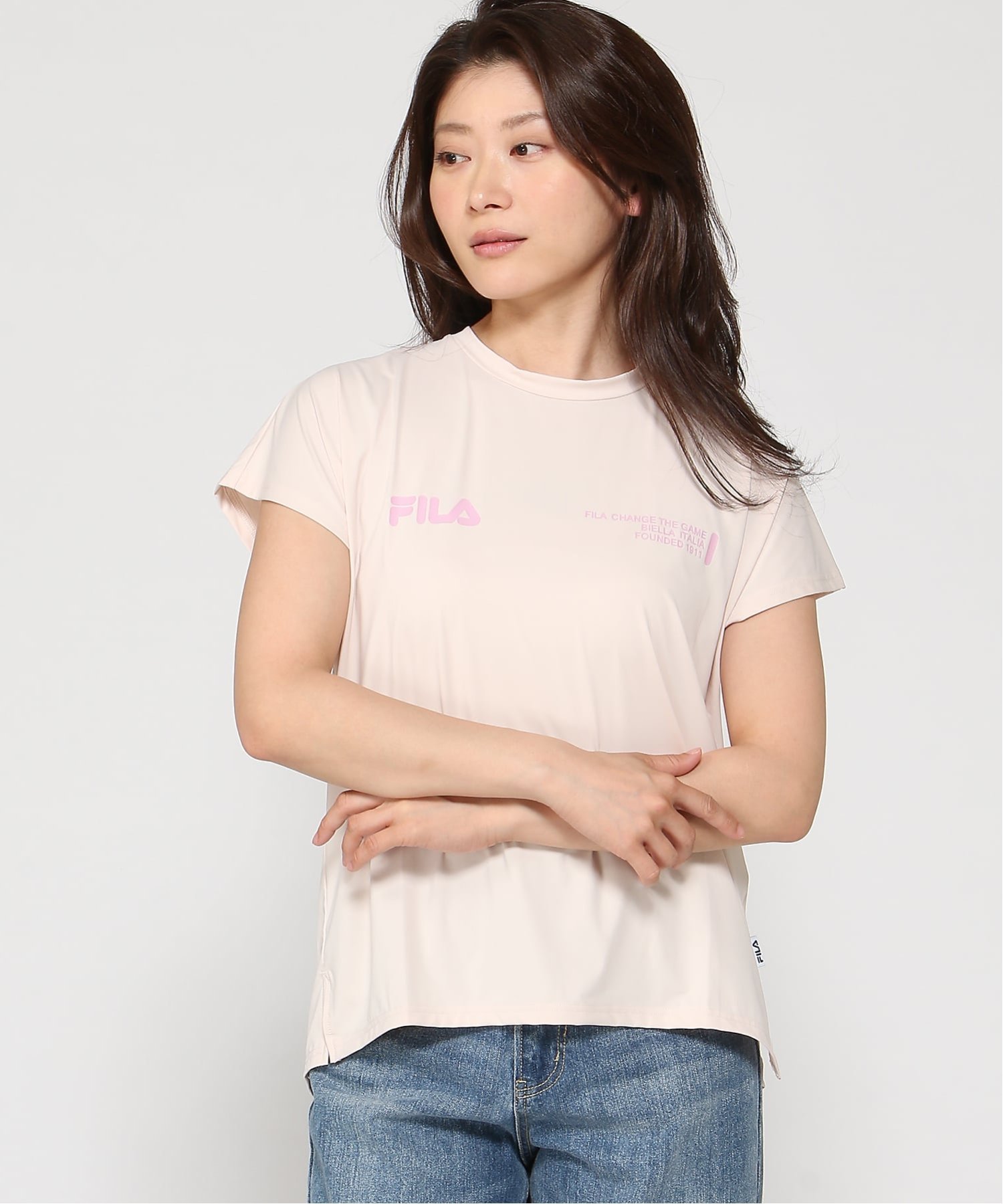 FILA/(W)ラッシュT ニッキー トップス カットソー・Tシャツ イエロー ネイビー ピンク