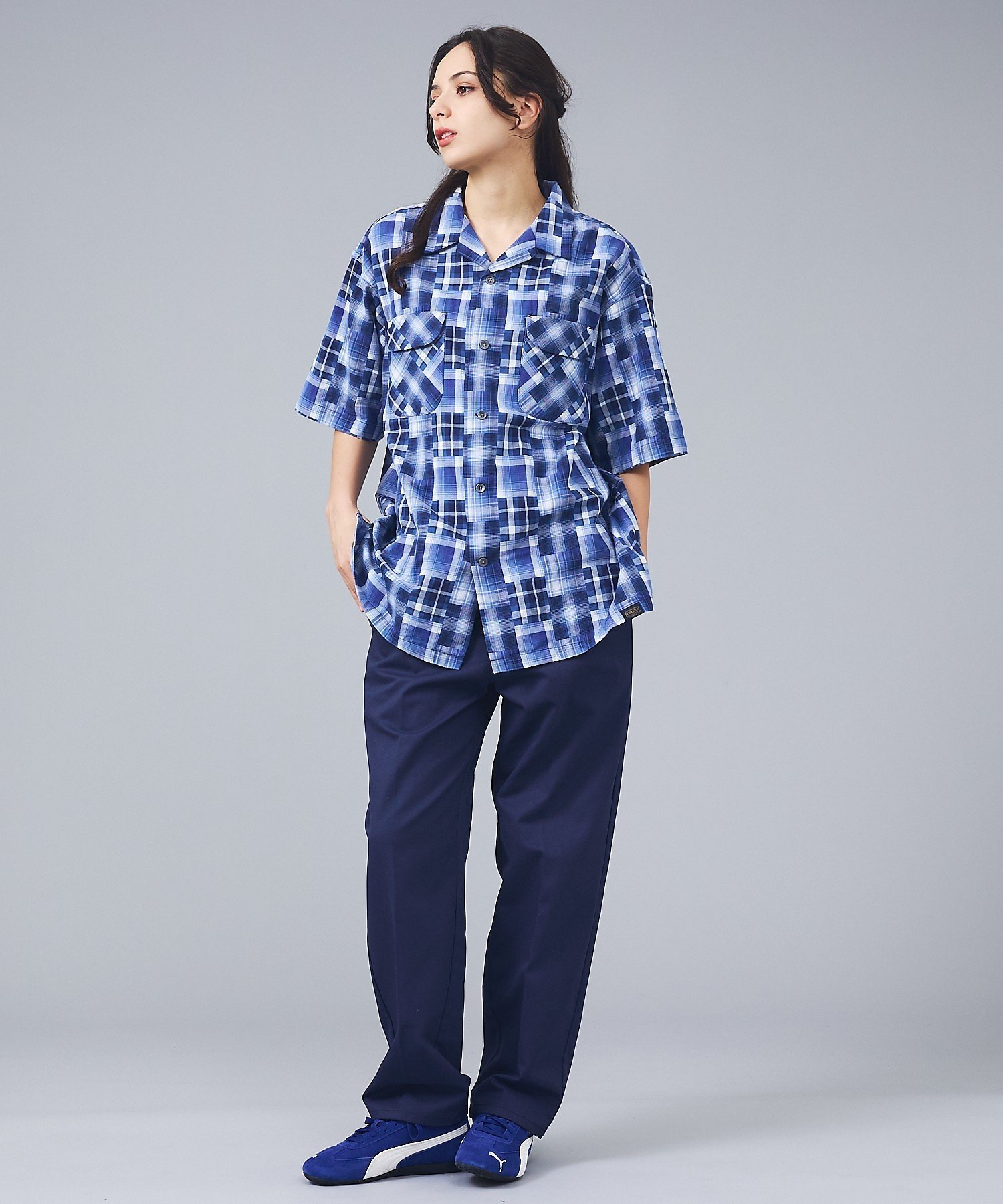 【PENDLETON / ペンドルトン】オープンカラー チェック 半袖シャツ/ アバハウス トップス シャツ・ブラウス ブルー