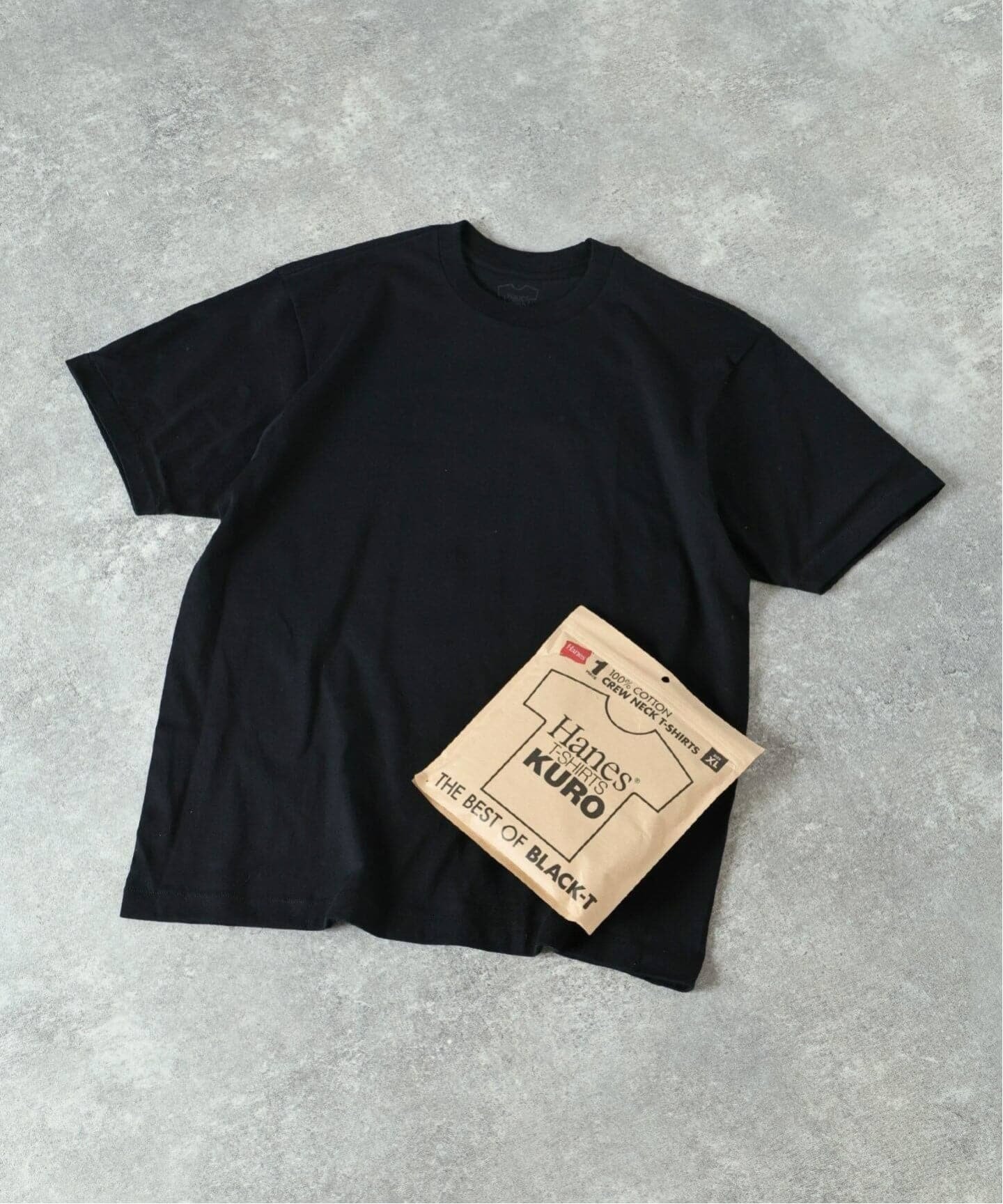 B.C STOCK Hanes / ヘインズ 1P T-SHIRTS KURO クルーネック Tシャツ ベーセーストック トップス カットソー・Tシャツ ブラック