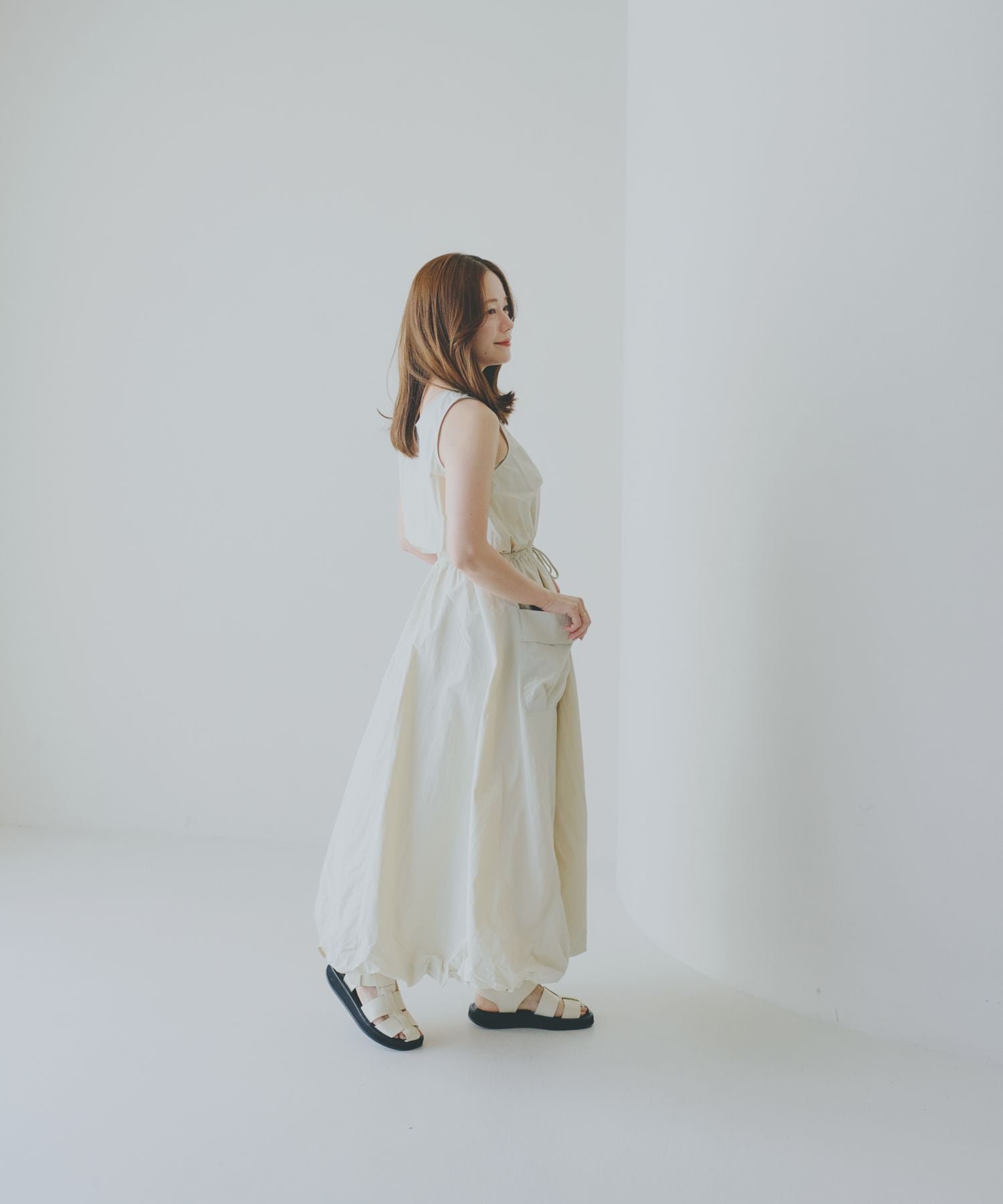GLOBAL WORK 高山直子さんコラボ/ドロストバルーンワンピース/EiiS/289646/アウトレット価格 グローバルワーク ワンピース・ドレス ワンピース ベージュ ブラック【送料無料】 stylife-15652671 Rakuten Fashion サンプル画像3