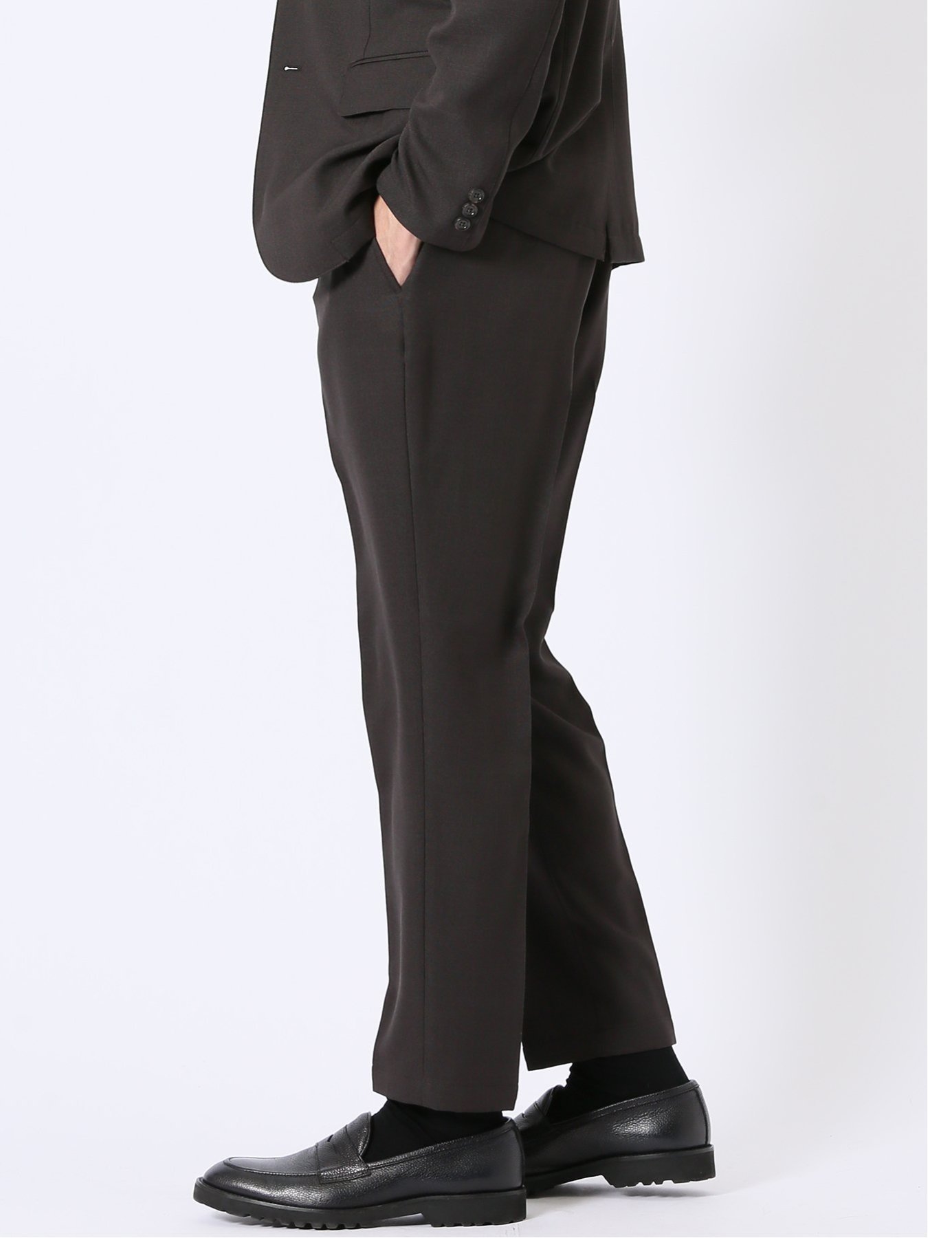 【SALE／10%OFF】m.f.editorial ウォッシャブル 麻調 メッシュ スリムフィット ノータック パンツ(セットアップ可能) タカキュー スーツ・フォーマル スーツパンツ ネイビー【送料無料】