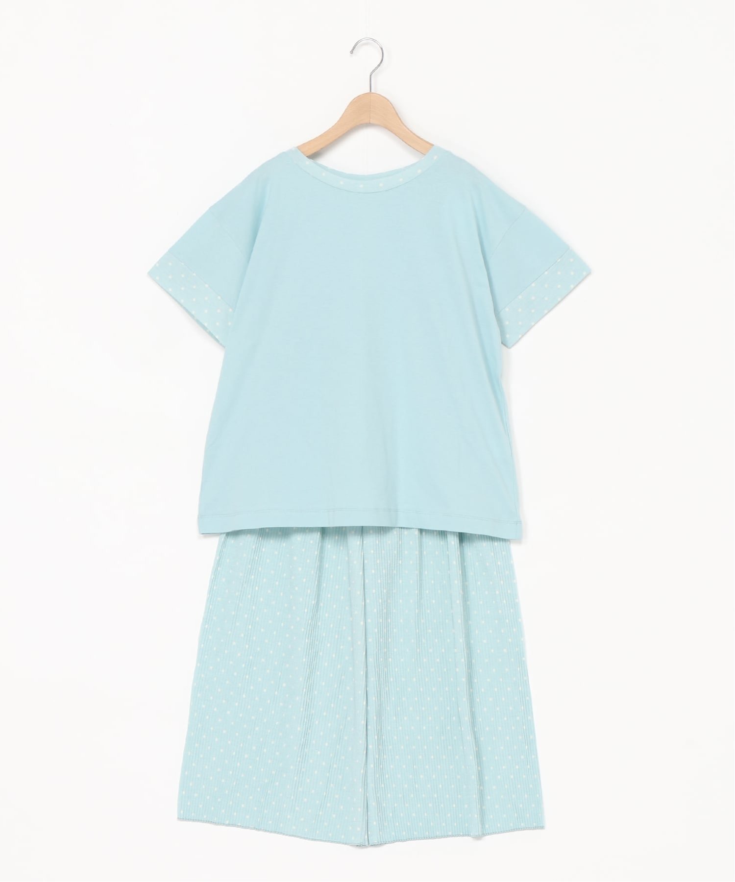KID BLUE (W)26プリーツドットPt 半袖パジャマ キッドブルー インナー・ルームウェア パジャマ ブルー ブラック【送料無料】