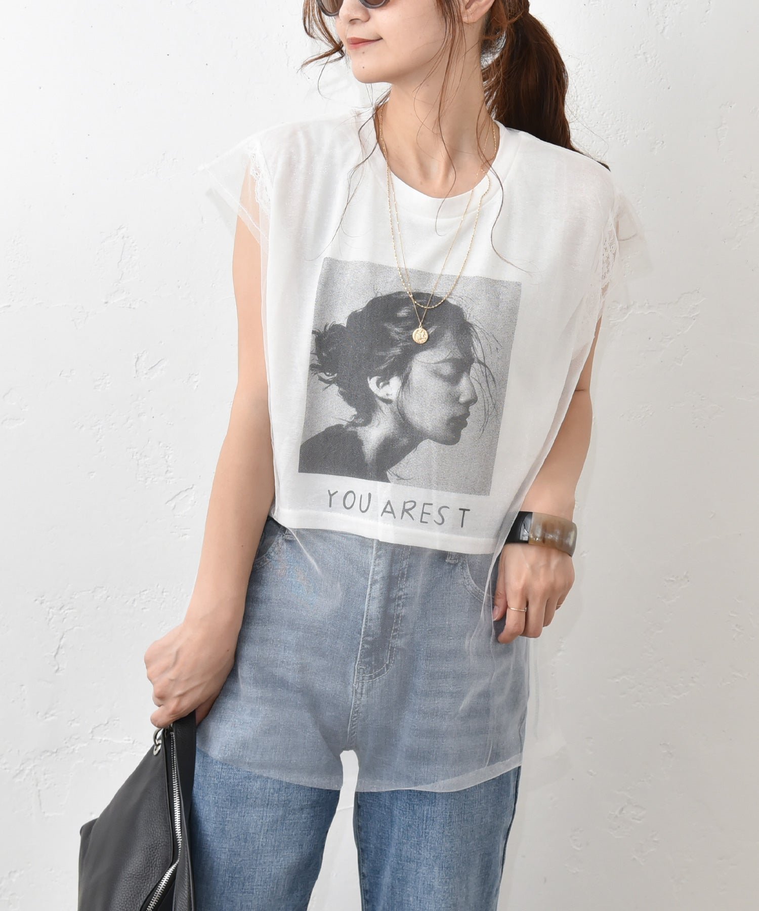 【SALE／30%OFF】HUMS HUMS｜チュールレイヤードノースリーブT [[720262]][C] ハグハグ トップス ノースリーブ・タンクトップ ホワイト ベージュ【送料無料】