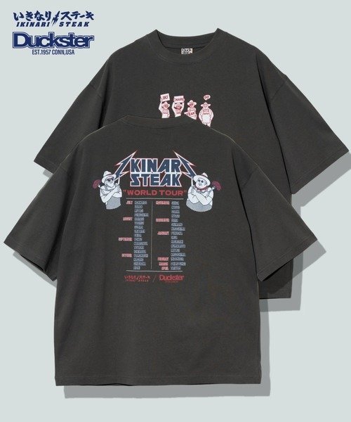 DUCKSTER/ダックスター いきなりステーキコラボ《ツアーTEE》(MENS) ゴースローキャラバン トップス カットソー・Tシャツ グレー ホワイト