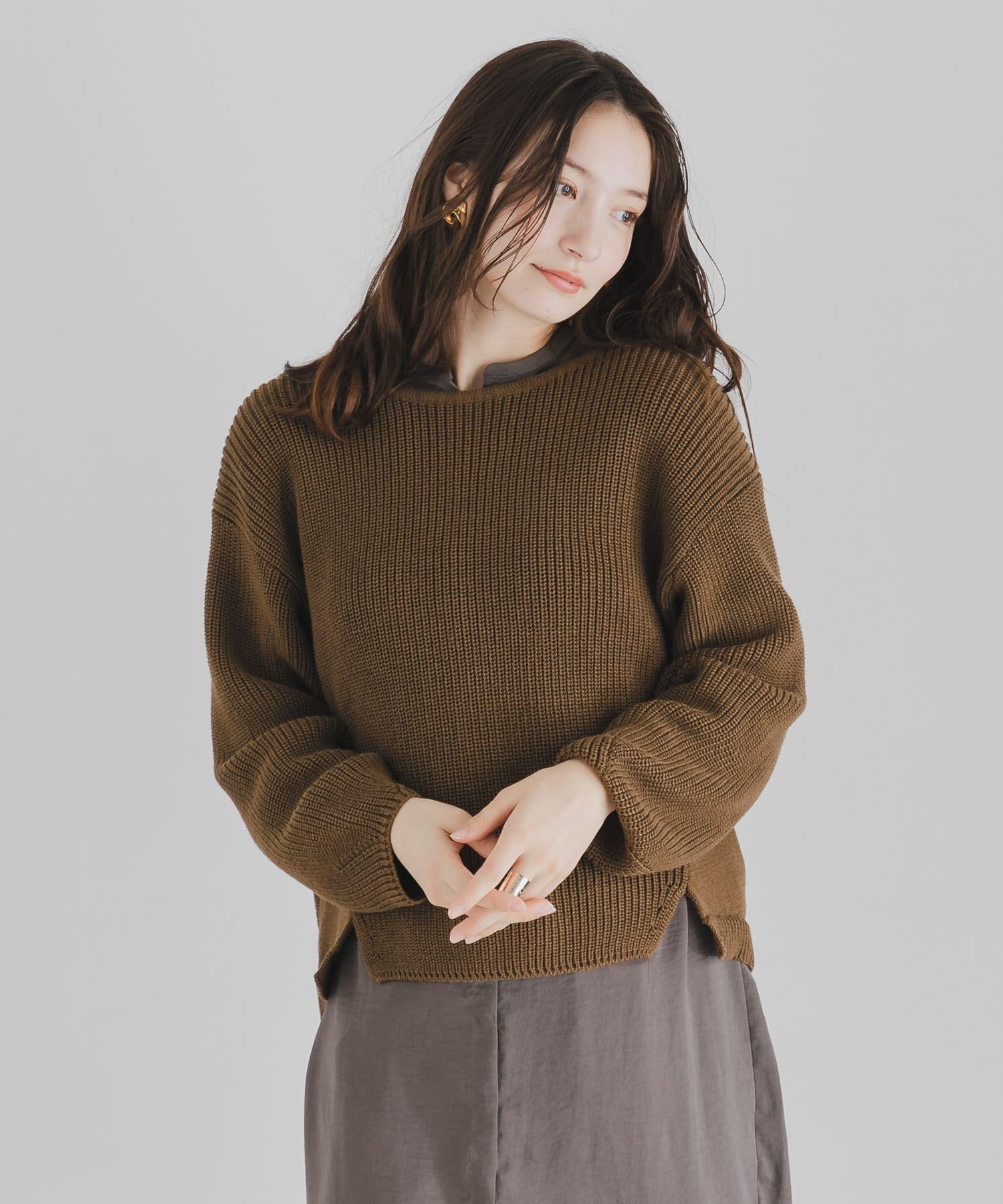 【SALE/73%OFF】SENSE OF PLACE バックオープンルーズセーター センス オブ プレイス トップス ニット カーキグリーン ホワイト ブラウ...