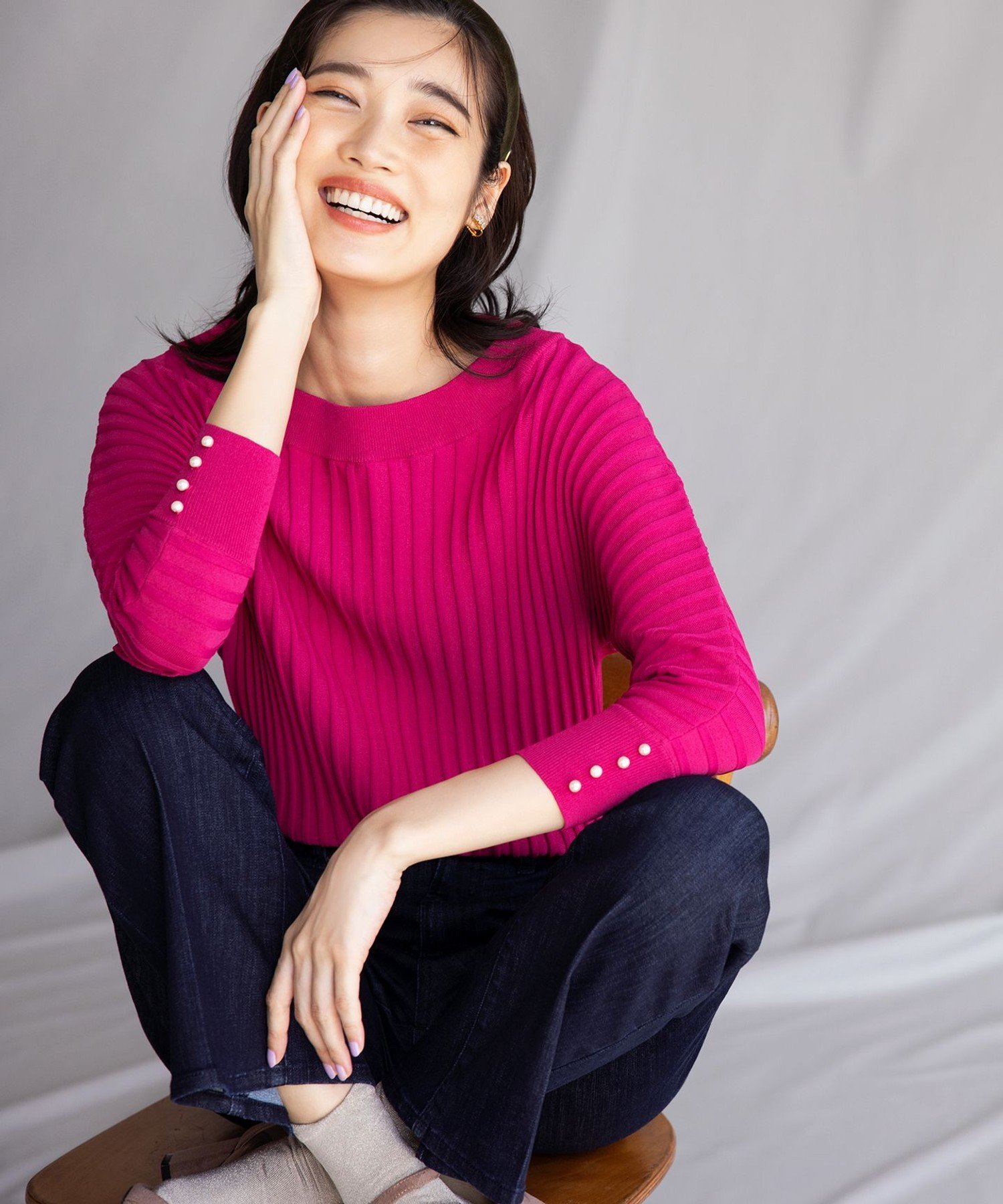 【SALE／30%OFF】組曲 【洗える・5色展開】メイクアップカラー ニット クミキョク トップス ニット レッド ホワイト ブルー ネイビー パープル【送料無料】のサムネイル