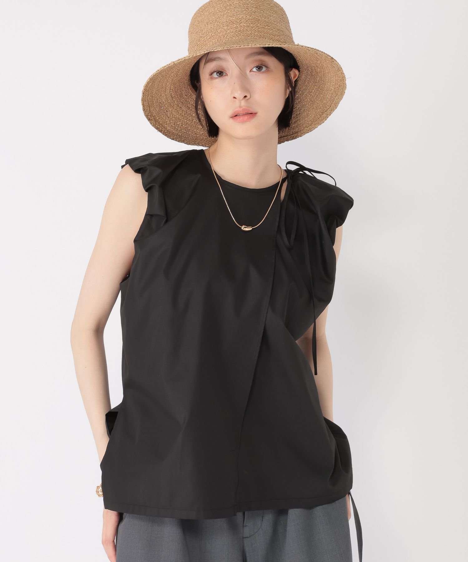 daily CLIP 【daily CLIP】肩リボンブラウス スタディオクリップ トップス シャツ・ブラウス ブラック ..