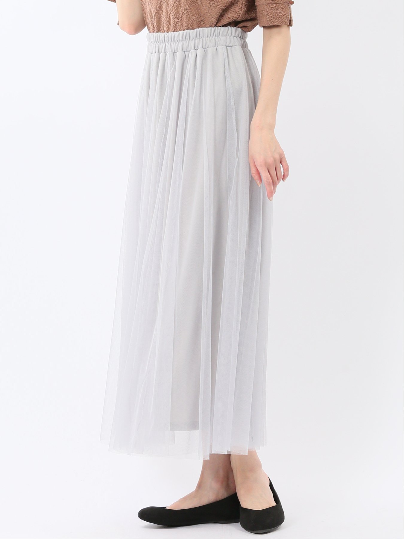 【SALE／30%OFF】m.f.editorial チャームベリーチック/CHRM BERRY TIC チュール無地 ギャザースカート タカキュー スカート その他のスカート グレー【送料無料】