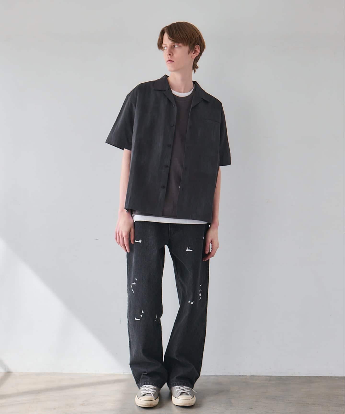 OSKR / オーエスケーアール Open Collar Graphic Print S/S Shirt ベーセーストック トップス シャツ・ブラウス ホワイト ブラック