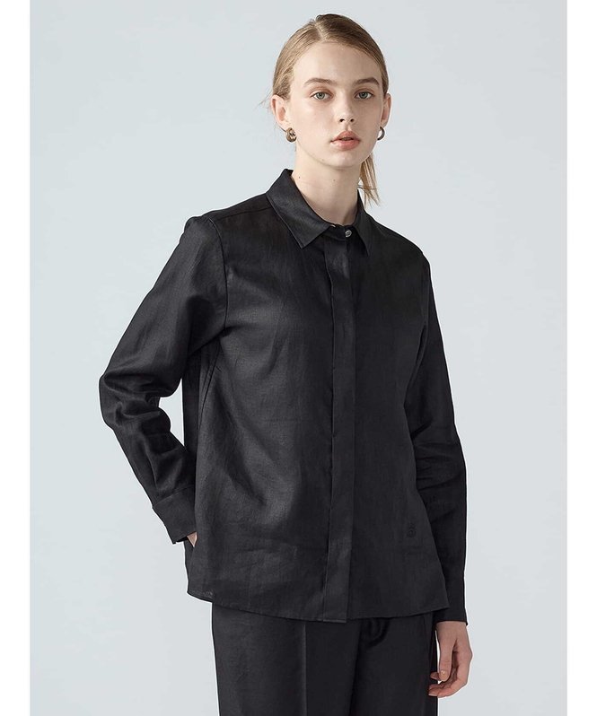 Aquascutum WOMEN ノーザンリネンドレスシャツ アクアスキュータム トップス シャツ・ブラウス ブラック ピンク【送料無料】