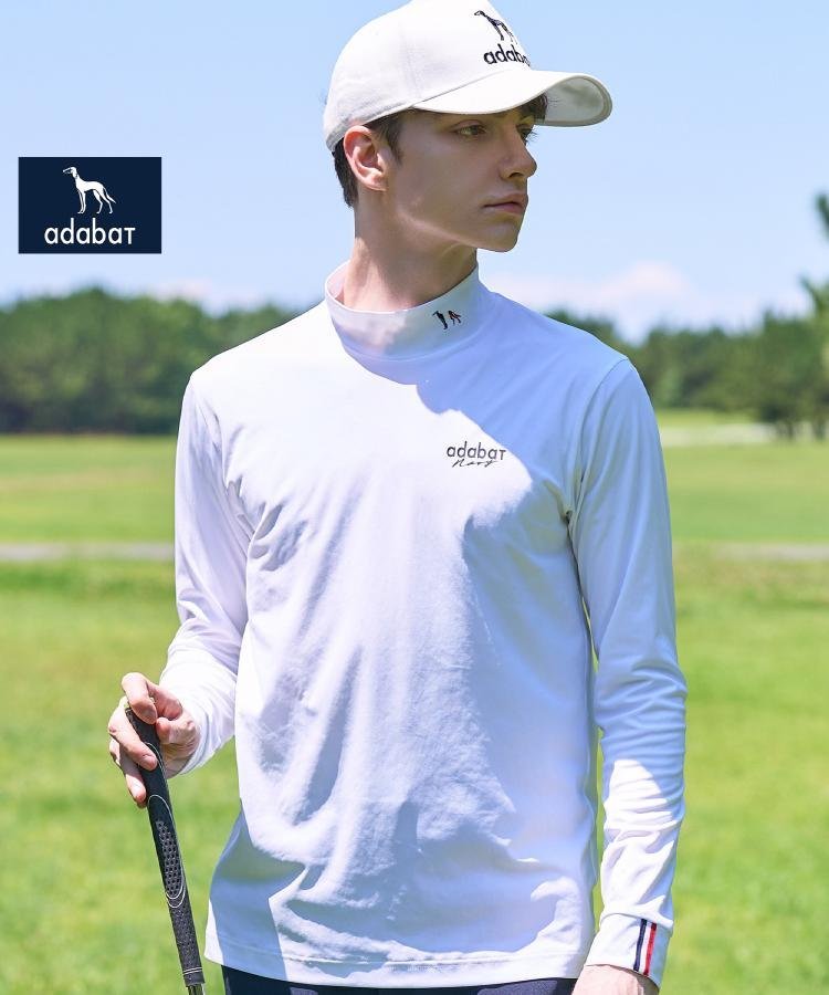 adabat 【ADABAT NAVY】ワンポイントロゴモックT アダバット トップス カットソー・Tシャツ ホワイト ブルー【送料無料】