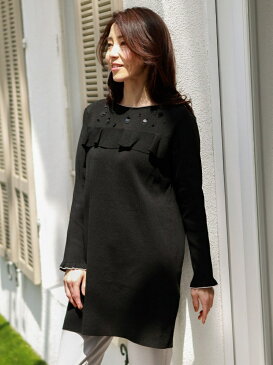 TO BE CHIC(大きいサイズ) 【L】ハリーストレッチチュニック サンヨー エルサイズ シャツ/ブラウス シャツ/ブラウスその他 ベージュ ブラック グリーン【送料無料】