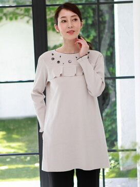 TO BE CHIC(大きいサイズ) 【L】ハリーストレッチチュニック サンヨー エルサイズ シャツ/ブラウス シャツ/ブラウスその他 ベージュ ブラック グリーン【送料無料】