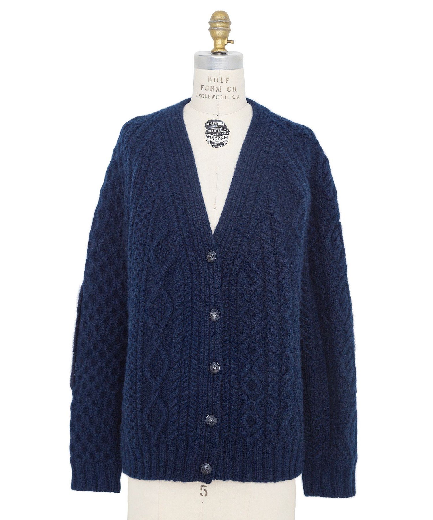 Drawer FALL1 ケーブルミンクパッチカーディガン ドゥロワー トップス カーディガン ネイビー ホワイト【送料無料】のサムネイル