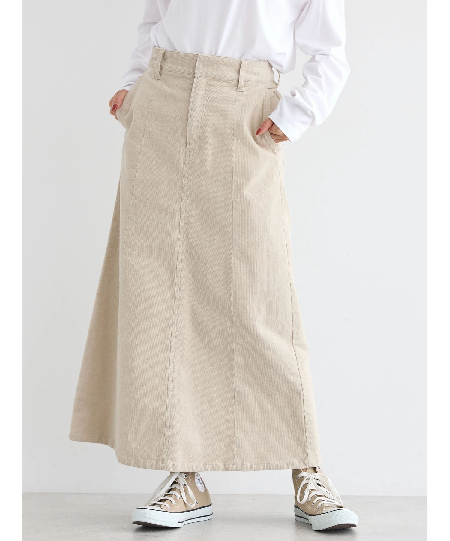 【SALE／14%OFF】AMERICAN HOLIC コーデュロイAラインスカート アメリカン ホリック スカート その他のスカート ホワイト グレー ブラウン イエローのサムネイル