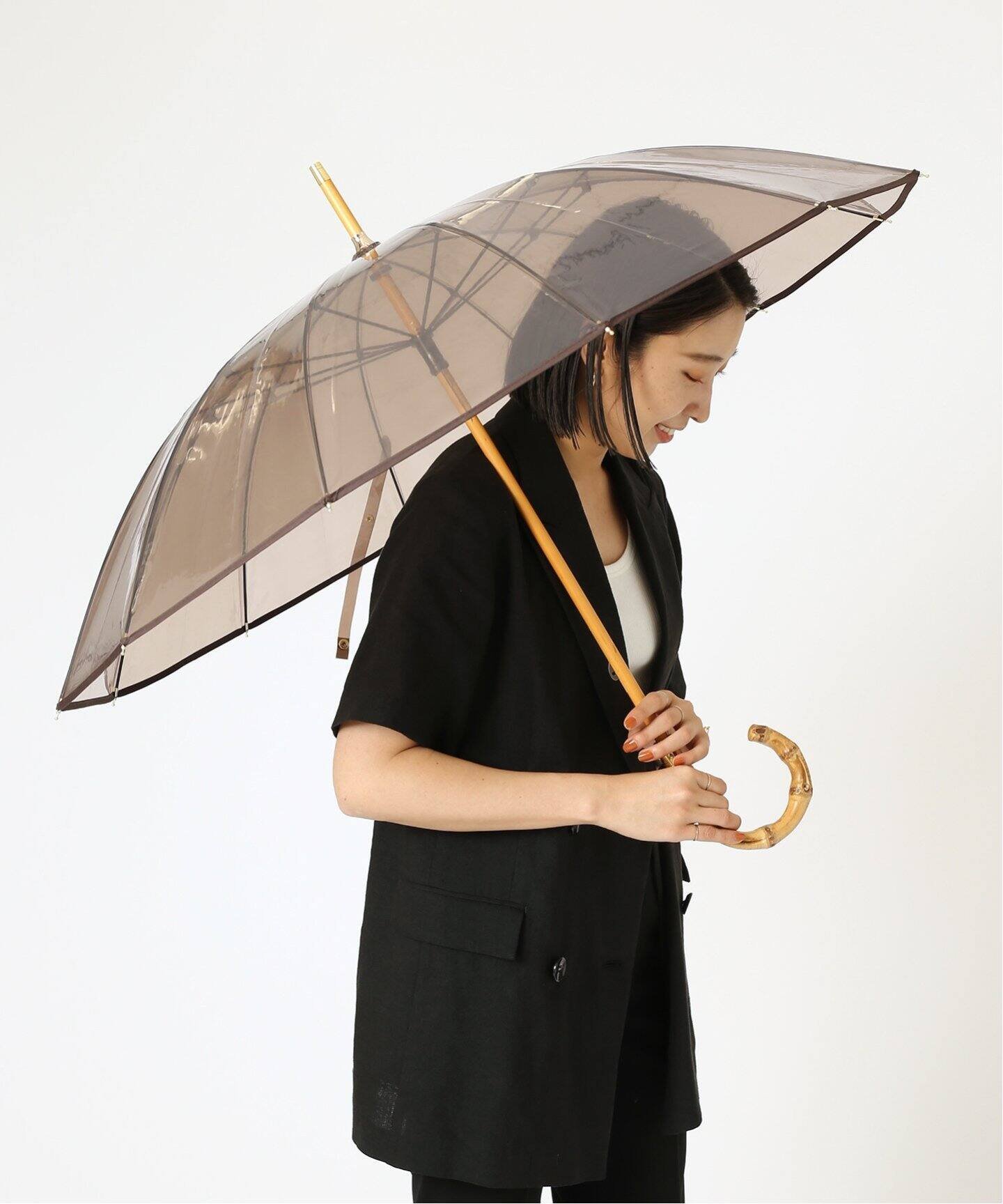 トラディショナルウェザーウェア JOURNAL STANDARD L'ESSAGE 《追加予約2》【TRADITIONAL WEATHERWEAR】CLEAR UMBRELLA BAMBOO:傘 ジャーナルスタンダード レサージュ ファッション雑貨 傘・長傘 ブラウン【送料無料】