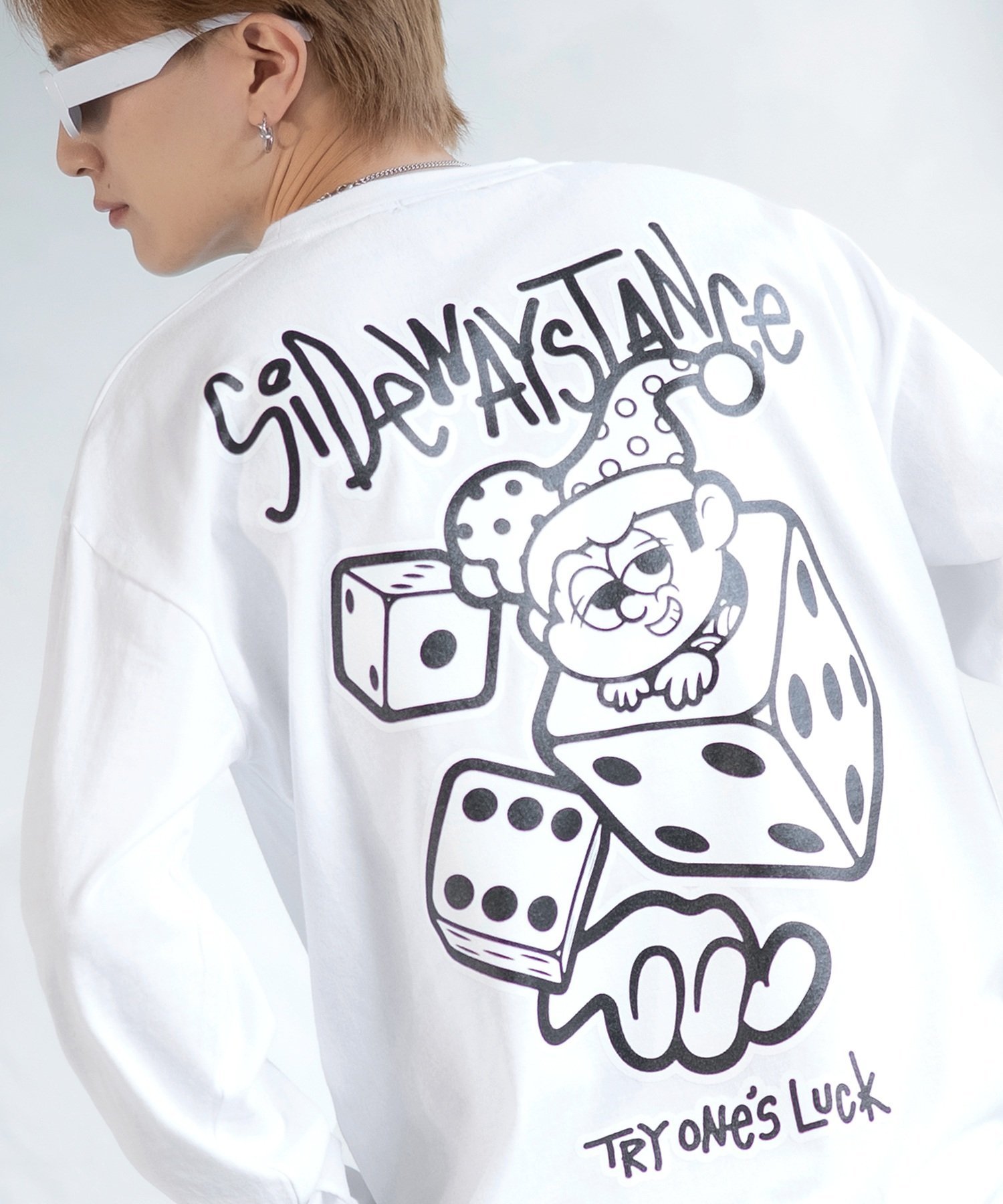 【SALE／53%OFF】SIDEWAY STANCE SIDEWAY STANCE サイドウェイスタンス ダイス サイコロ 長袖Tシャツ インプローブス トップス カットソー・Tシャツ パープル ホワイト ブラック