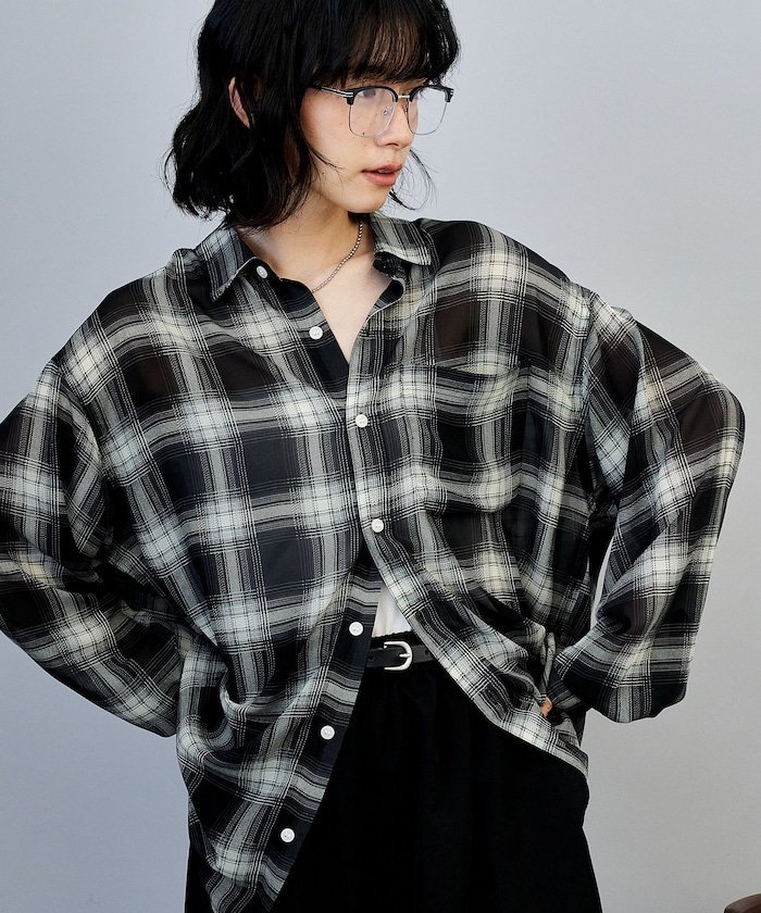 FREAK'S STORE チェックシアーシャツ 25AW フリークスストア トップス シャツ・ブラウス ブラック ネイビー レッド【送料無料】のサムネイル