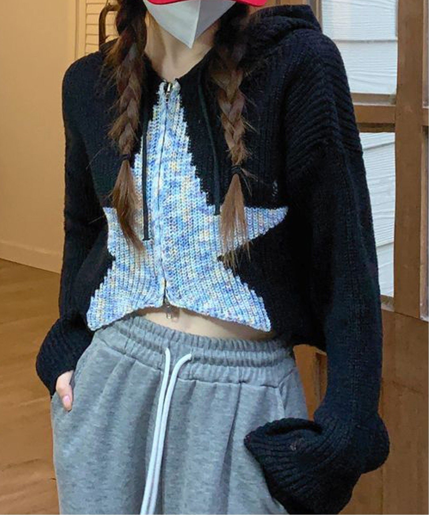 【SALE/71%OFF】HALEY PESCA HALEY PESCA/クロップド ダブルZIPスターニットパーカー チェルカ トップス ニット ブルー ブラ...