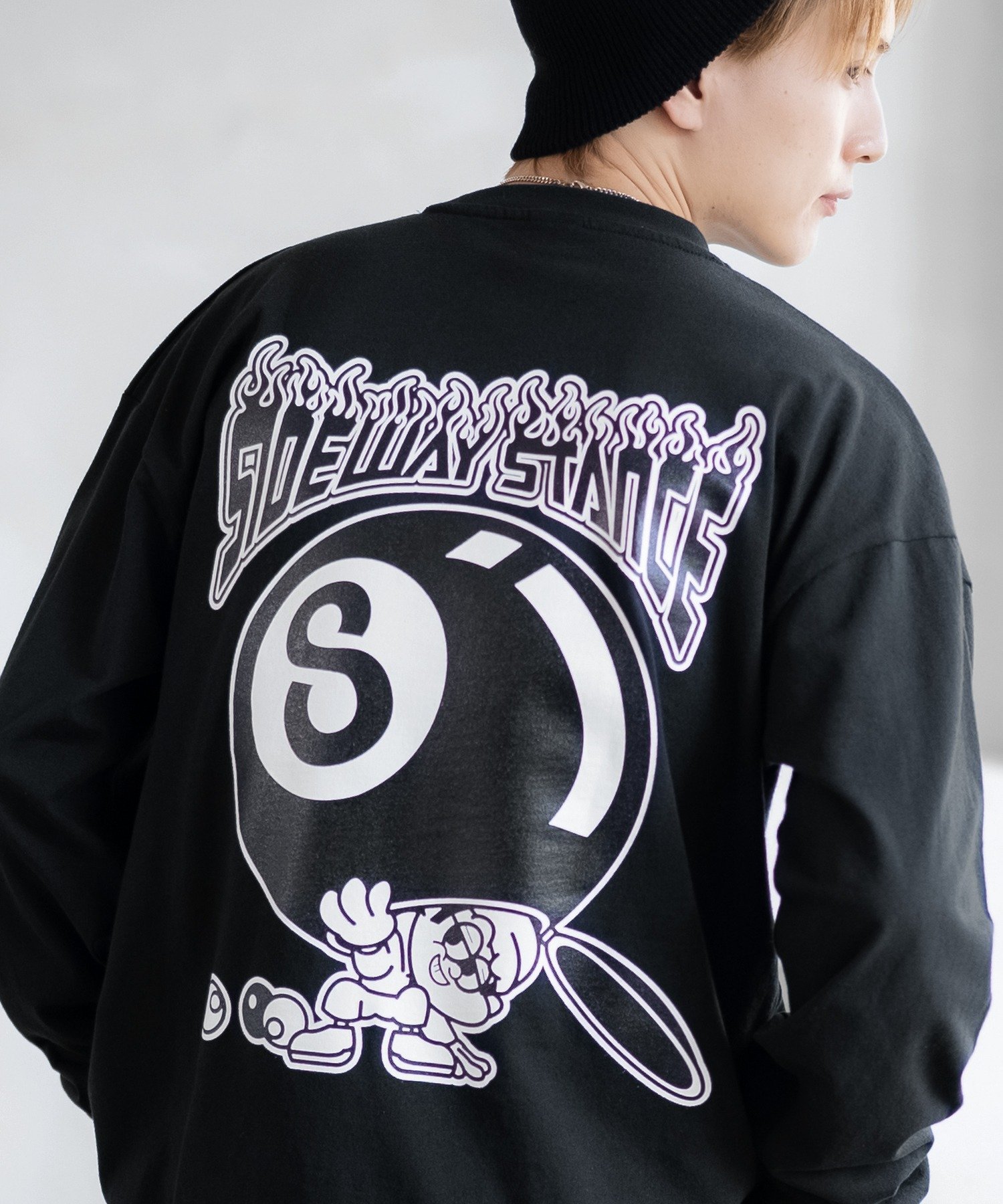 【SALE／53%OFF】SIDEWAY STANCE SIDEWAY STANCE サイドウェイスタンス オリジナルプリント Sボール 長袖Tシャツ インプローブス トップス カットソー・Tシャツ ブルー ホワイト ブラック