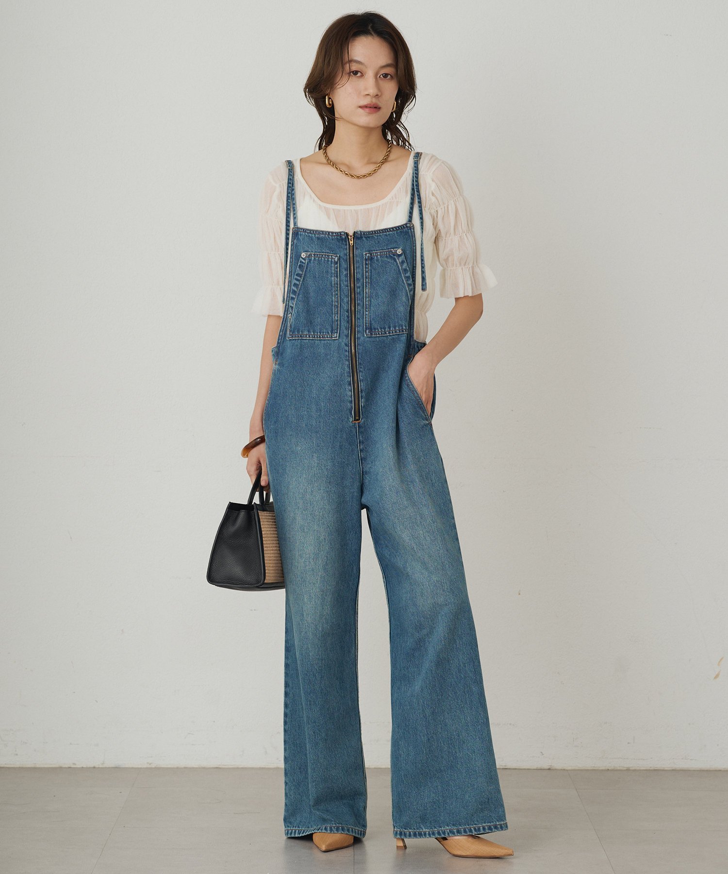PAL GROUP OUTLET 【Loungedress】シャーリングニットブラウス パル グループ アウトレット トップス ニット ブラック ホワイト