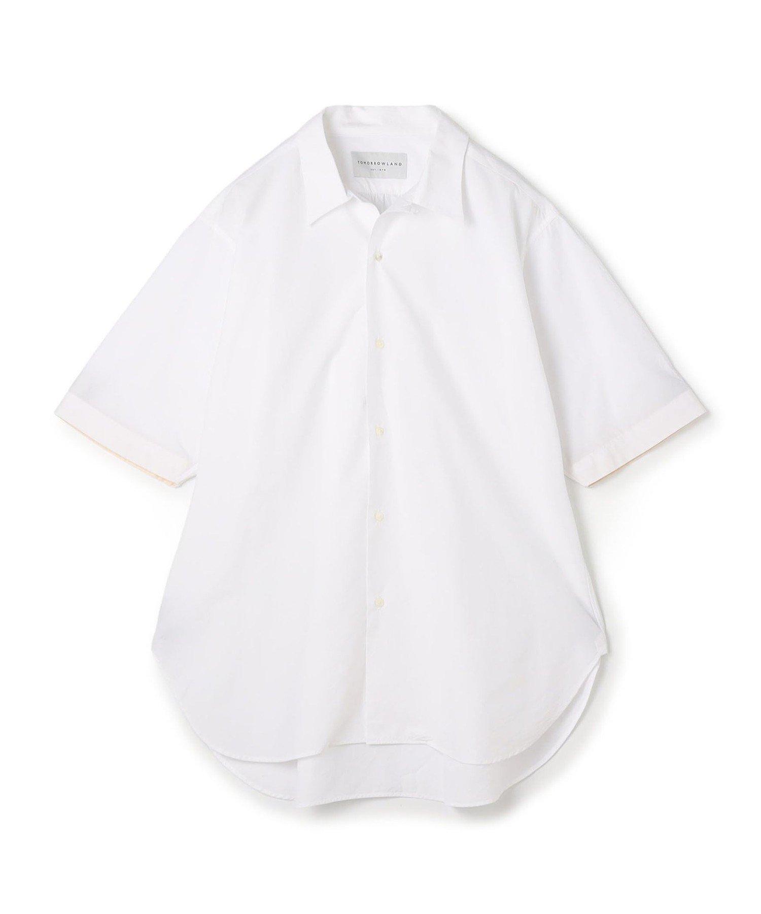 TOMORROWLAND MEN 120/2コットン オープンカラーハーフスリーブ ロングシャツ トゥモローランド トップス シャツ・ブラウス オレンジ ホワイト ブラウン ネイビー【送料無料】
